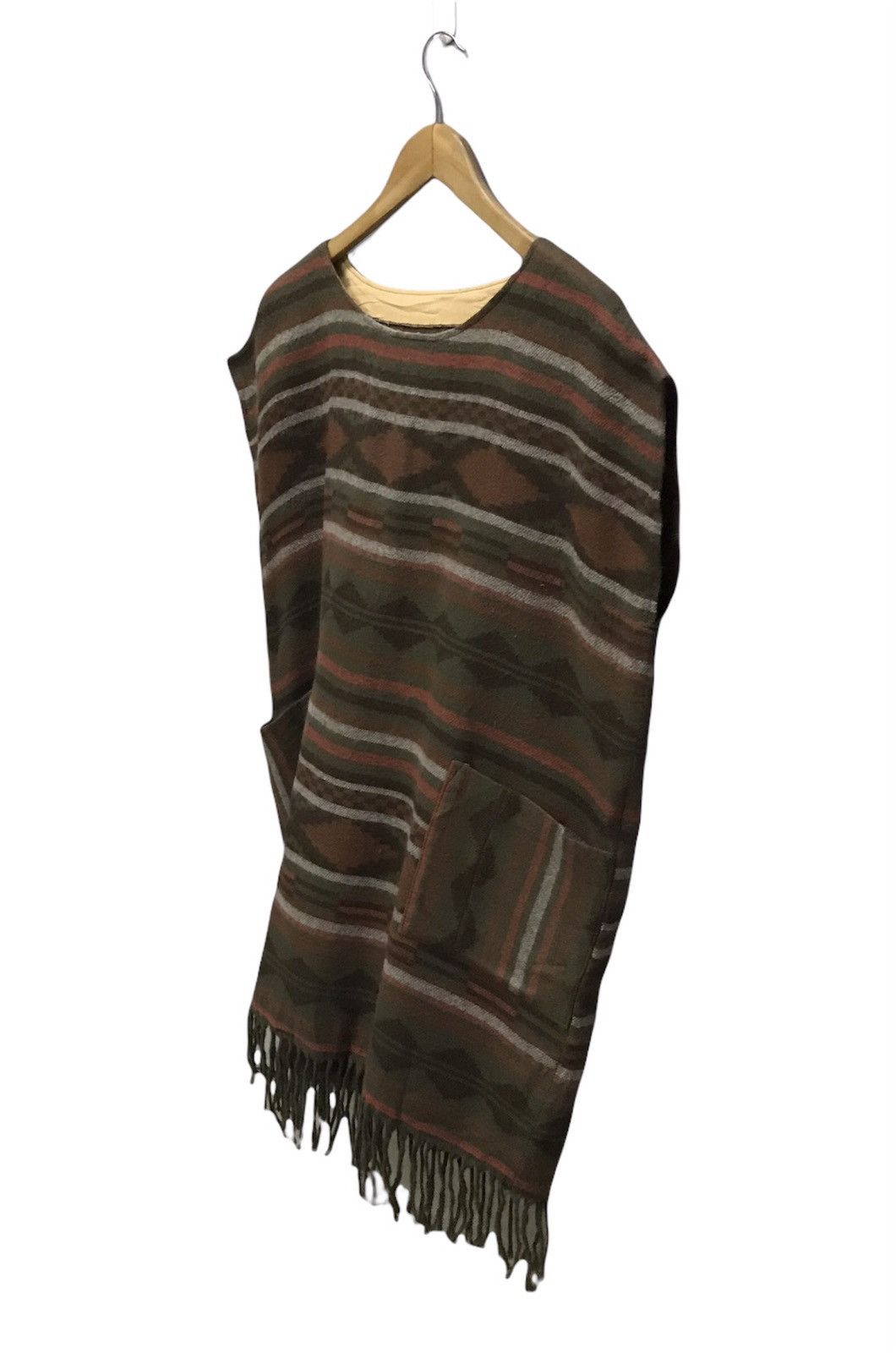 Blue Blanket Vintage blanket poncho navajo native double pocket front Size ONE SIZE - 3 Thumbnail