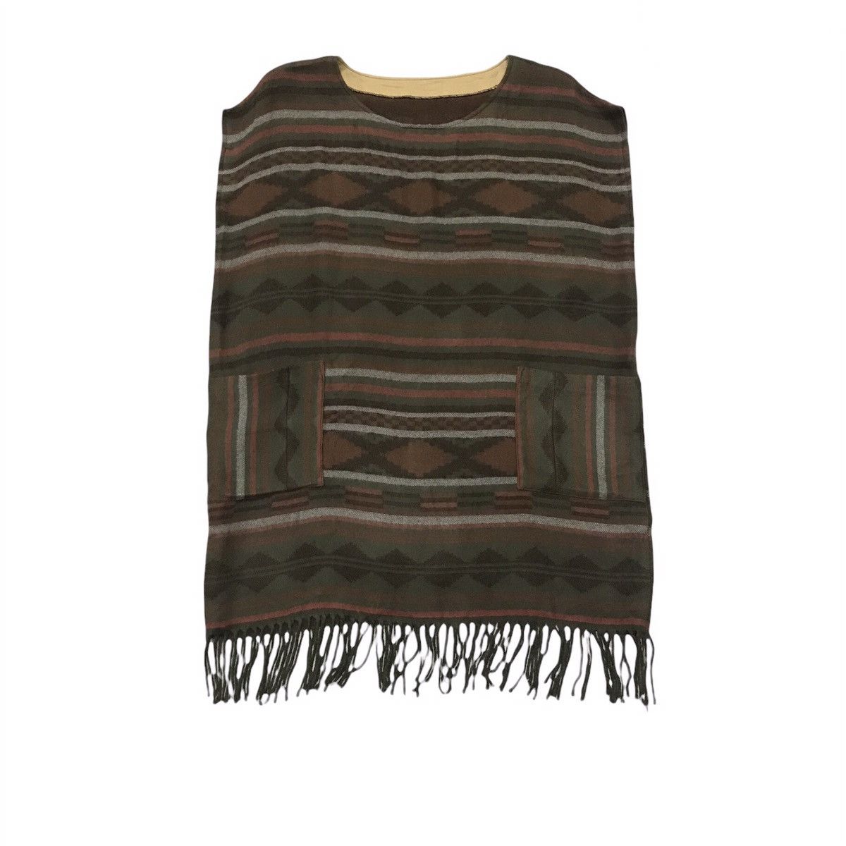 Blue Blanket Vintage blanket poncho navajo native double pocket front Size ONE SIZE - 5 Thumbnail