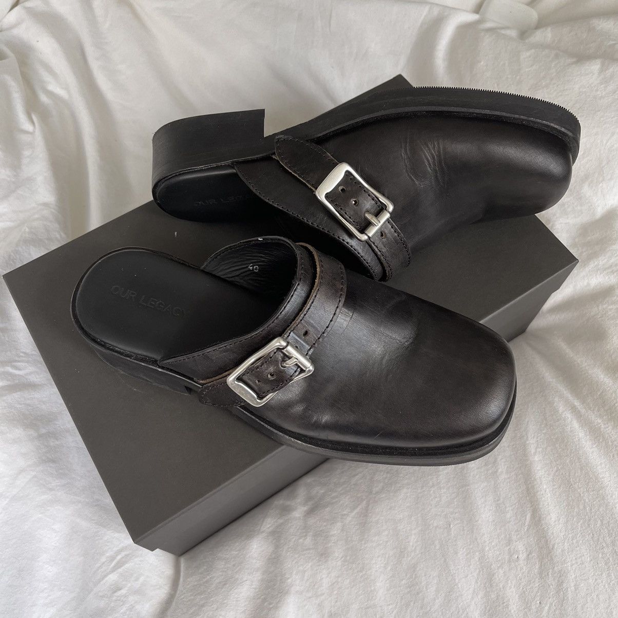 Our Legacy Black Leather Camion Mule | Grailed