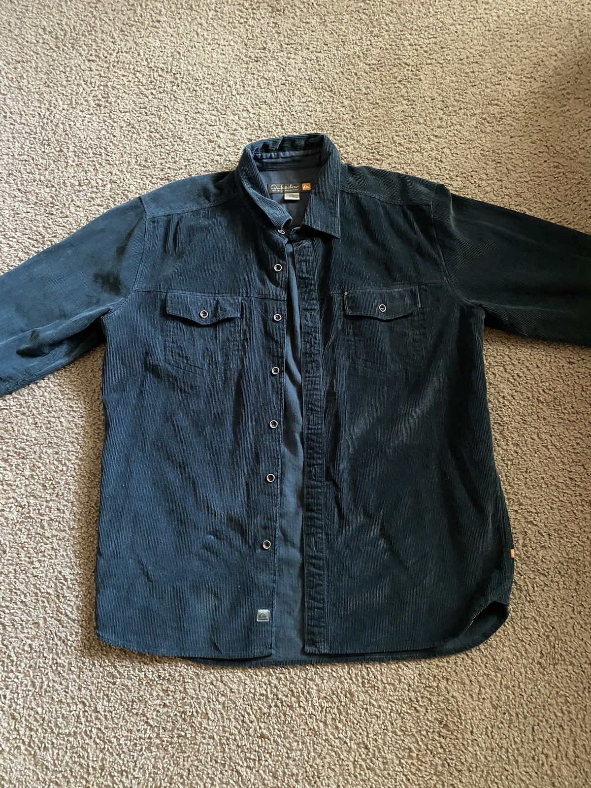 Quicksilver Vintage Blue Cordorouy shirt Size US L / EU 52-54 / 3 - 1 Thumbnail