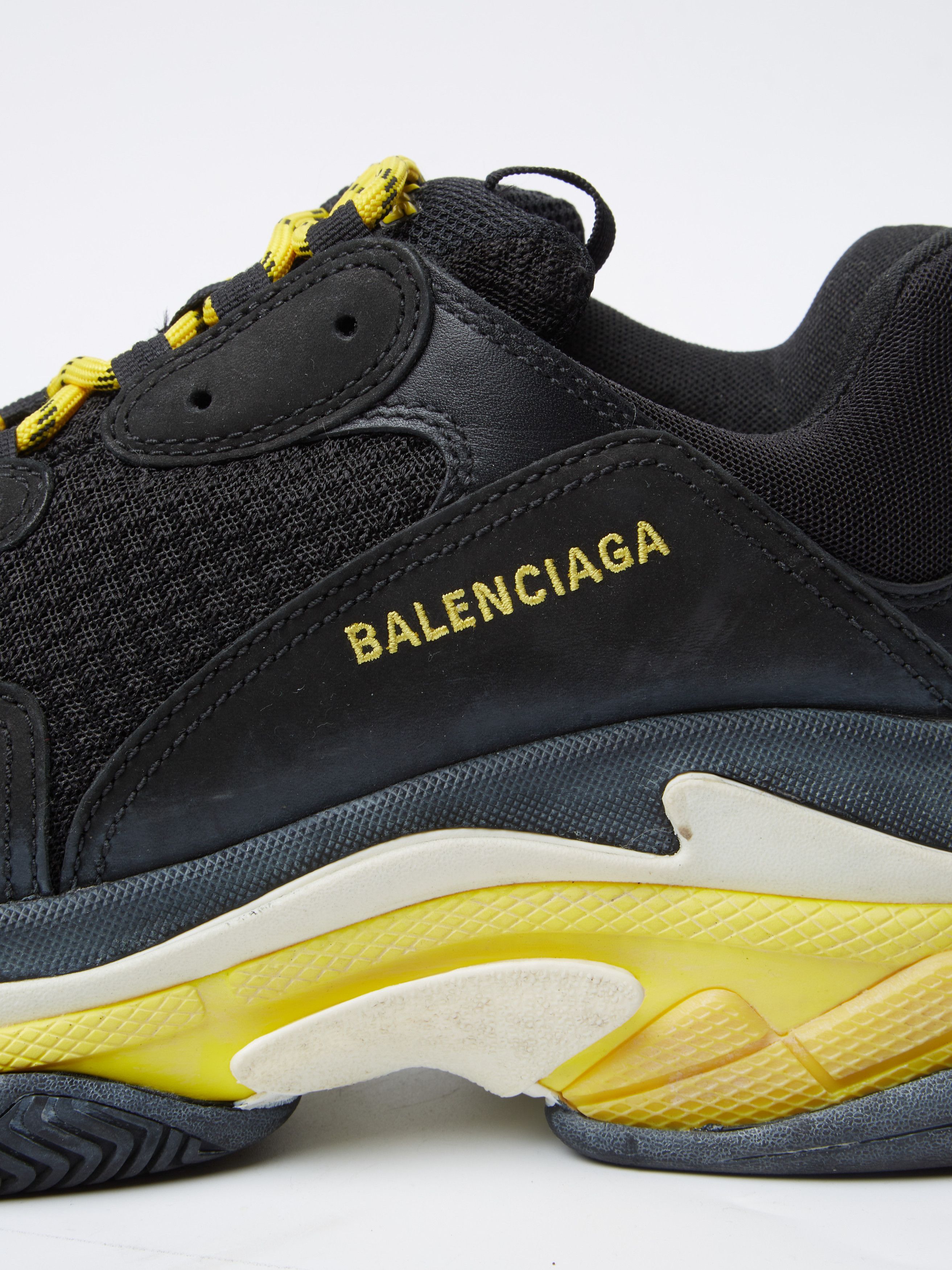 Balenciaga Black White and Yellow Triple S Sneakers Size US 11 / EU 44 - 7 Thumbnail