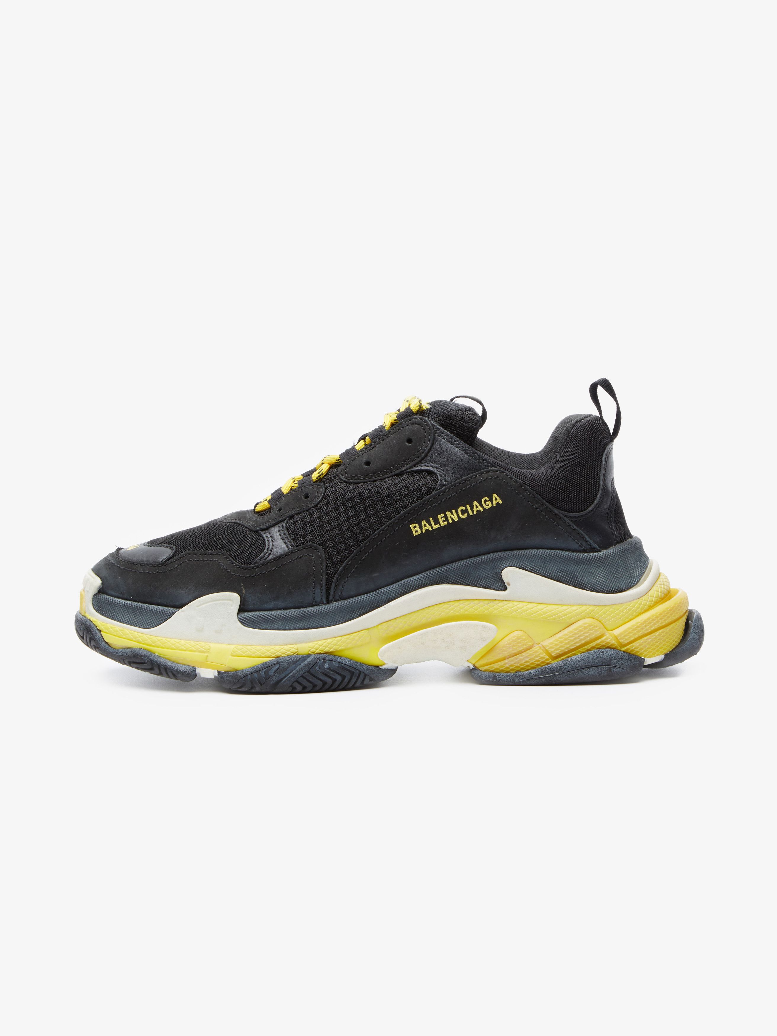 Balenciaga Black White and Yellow Triple S Sneakers Size US 11 / EU 44 - 2 Thumbnail