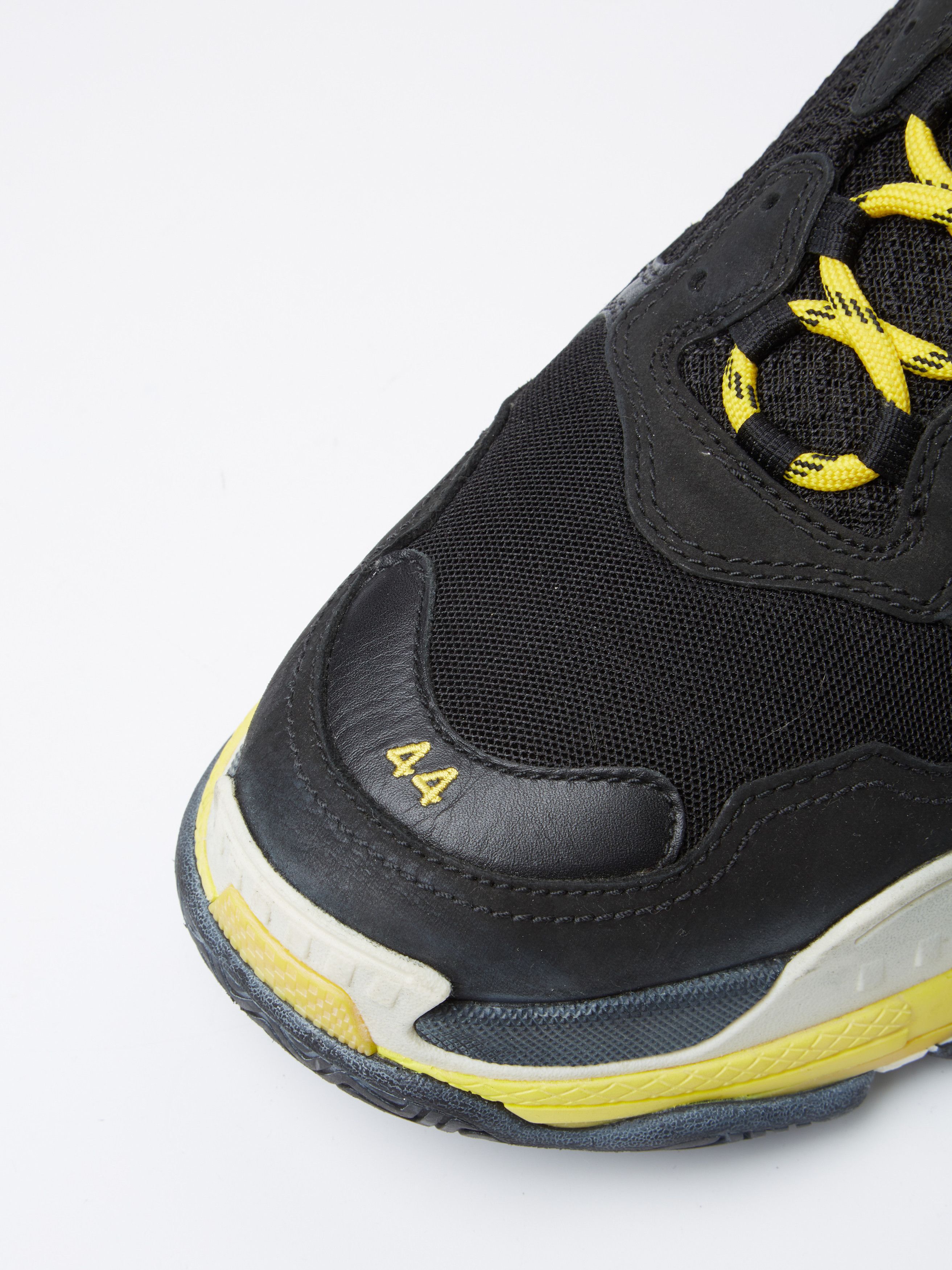 Balenciaga Black White and Yellow Triple S Sneakers Size US 11 / EU 44 - 9 Thumbnail