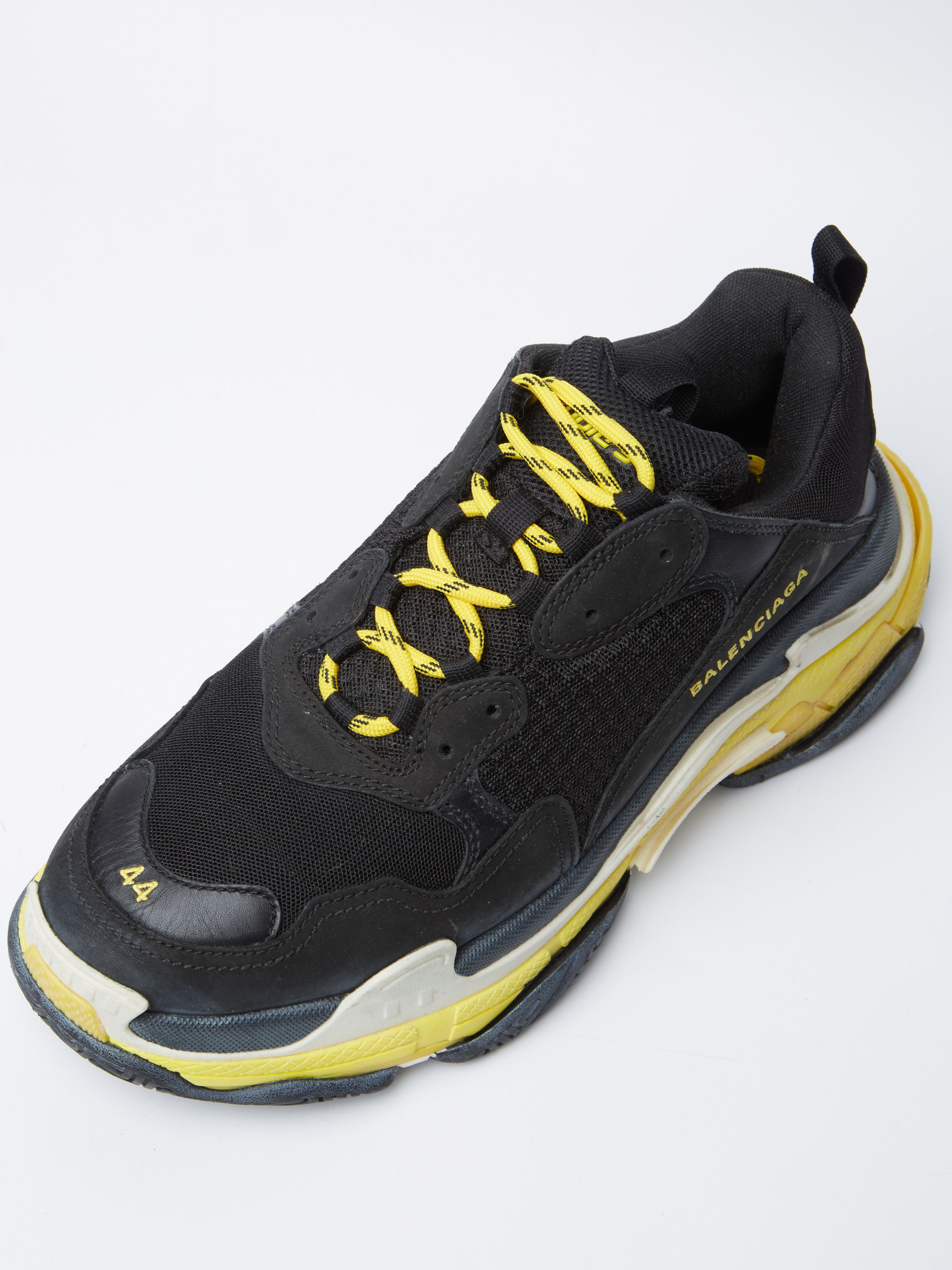 Balenciaga Black White and Yellow Triple S Sneakers Size US 11 / EU 44 - 5 Thumbnail