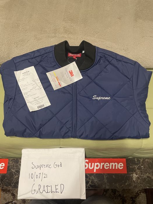 Supreme Blue/Blue Surpreme “Quit Your Job” Quilted Work Jacket