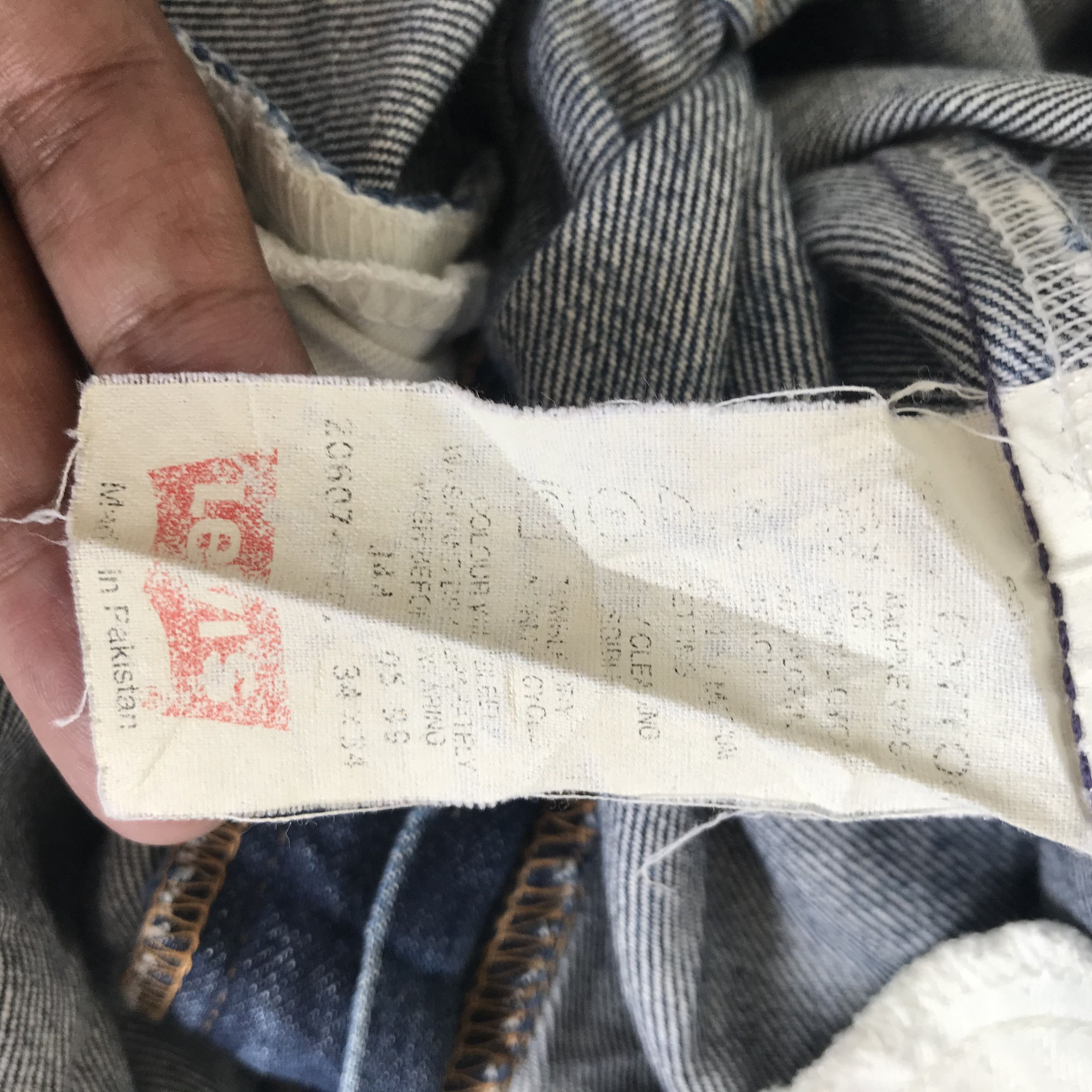 Levi's Levis 607 Orange Tab Sashiko Boro Design Made in Pakistan Size US 34 / EU 50 - 9 Thumbnail