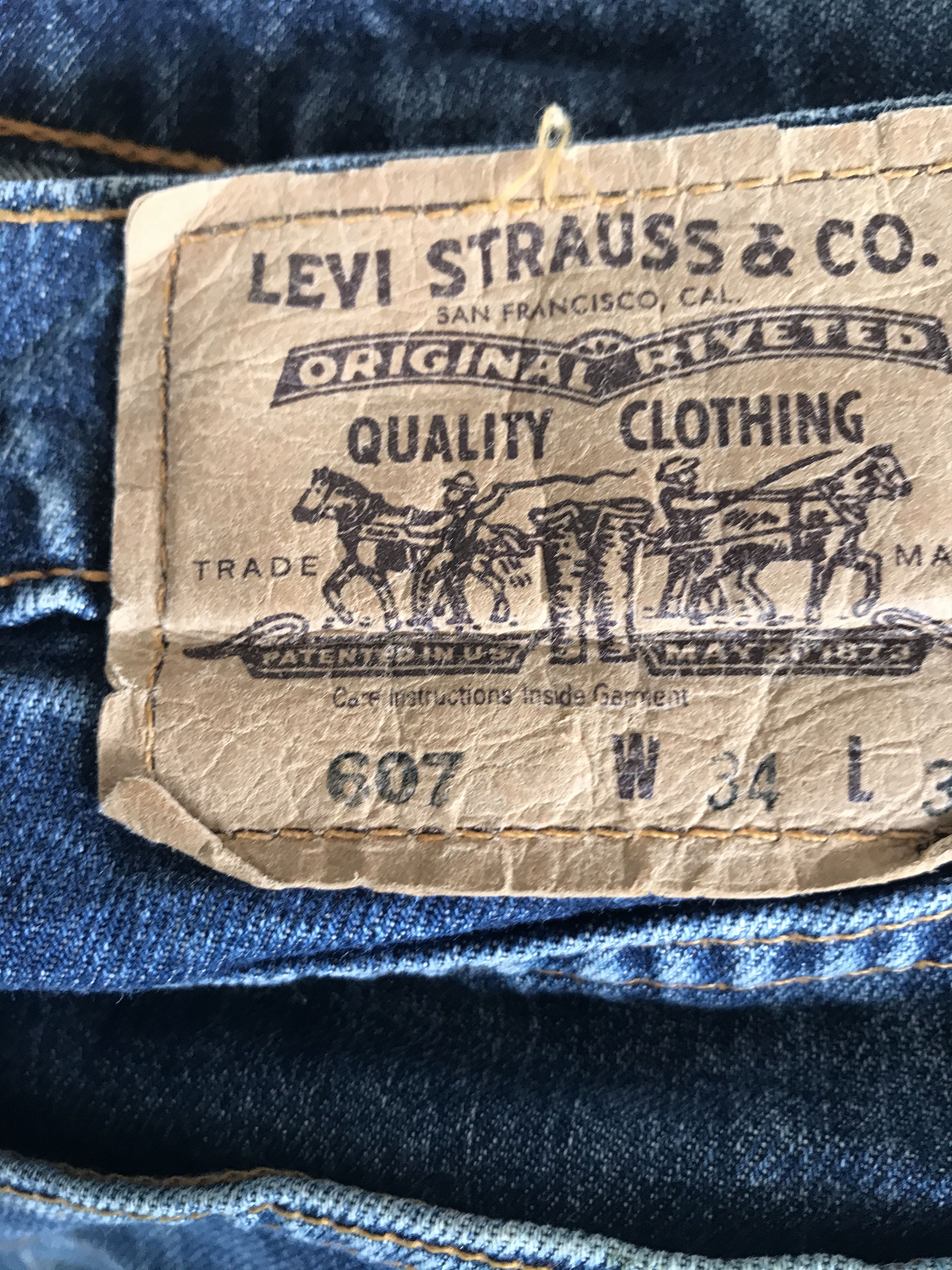 Levi's Levis 607 Orange Tab Sashiko Boro Design Made in Pakistan Size US 34 / EU 50 - 8 Thumbnail