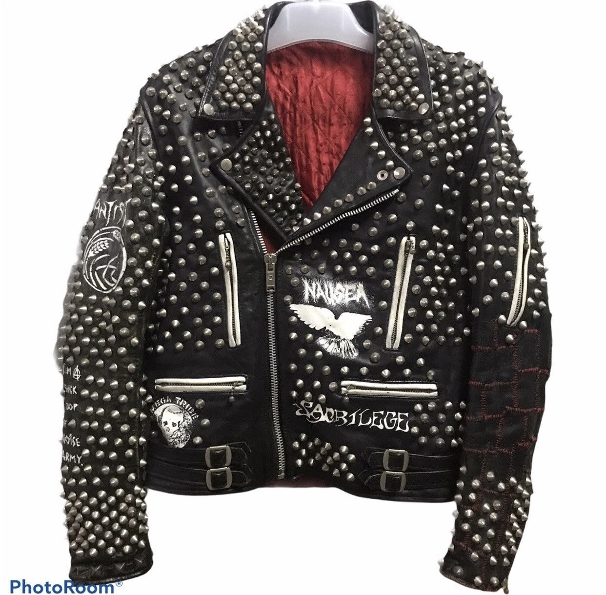 Band Tees × Vintage Vintage Discharge Heavy Metal Band Leather Jacket ...
