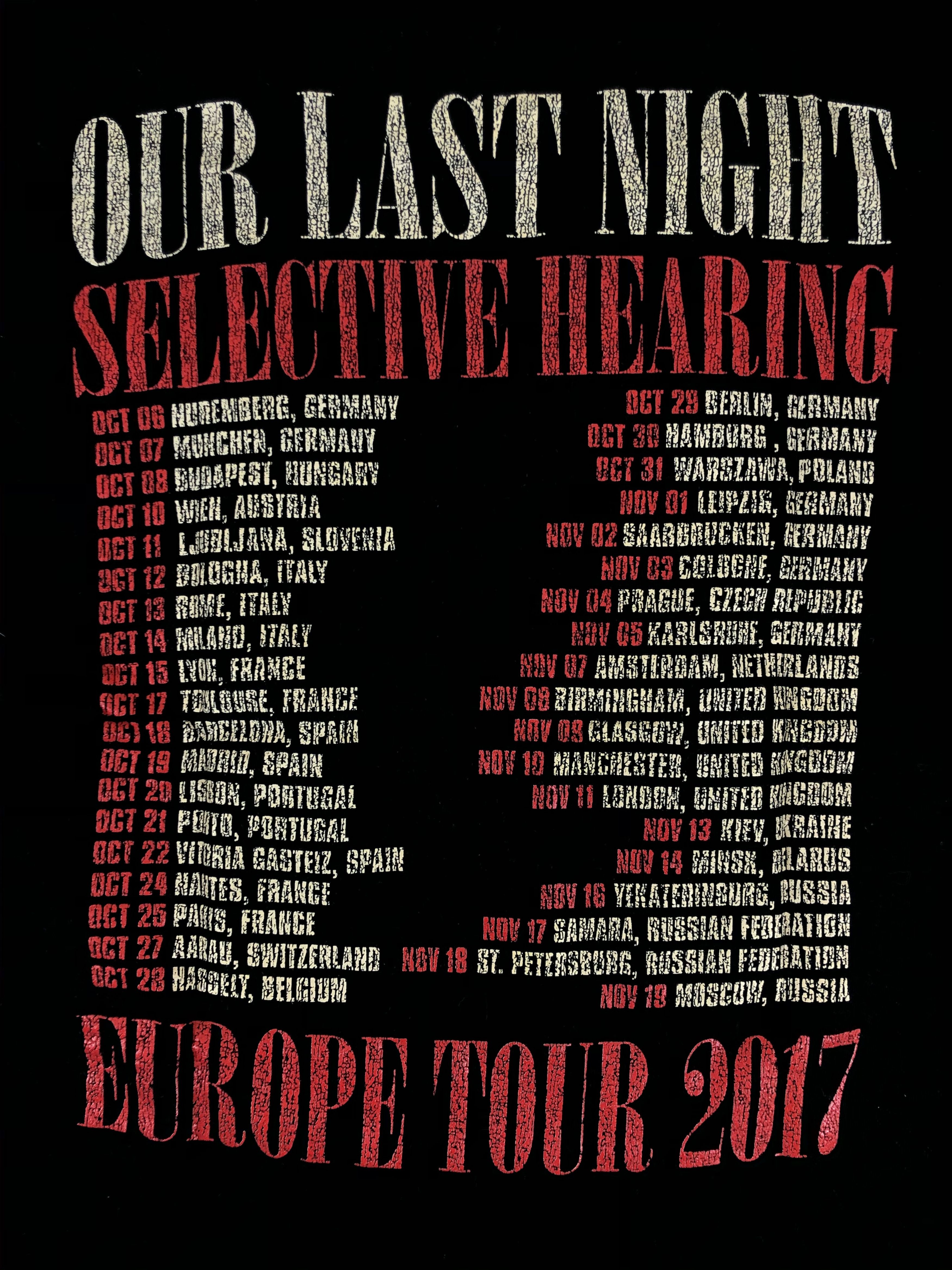 Band Tees Vinatge 2017 Our Last Night (Big Black Limp Bizkit Rollins) Size US S / EU 44-46 / 1 - 8 Thumbnail