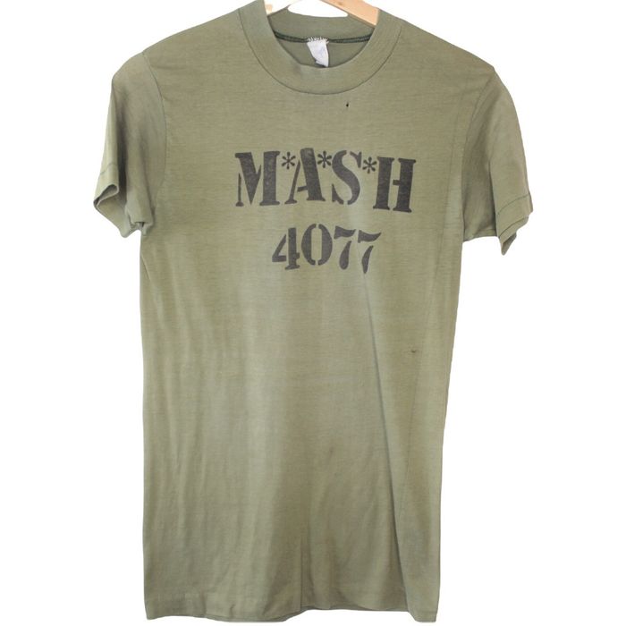 Vintage R281 Vintage80s MASH 4077 Tee Shirt Green Made in USA Paper ...