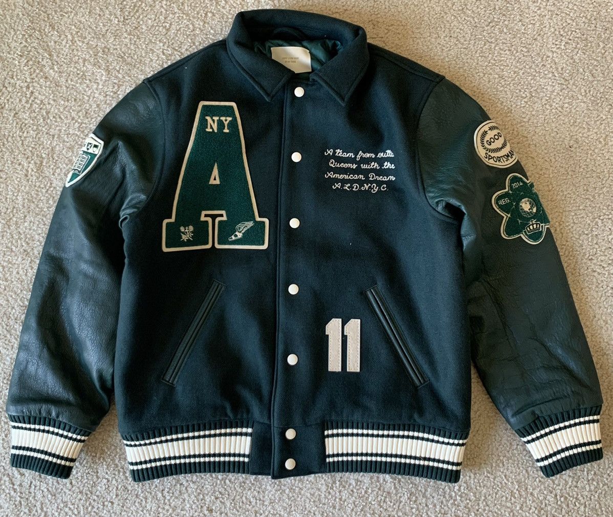 Aime Leon Dore Green Chess Club Varsity Jacket