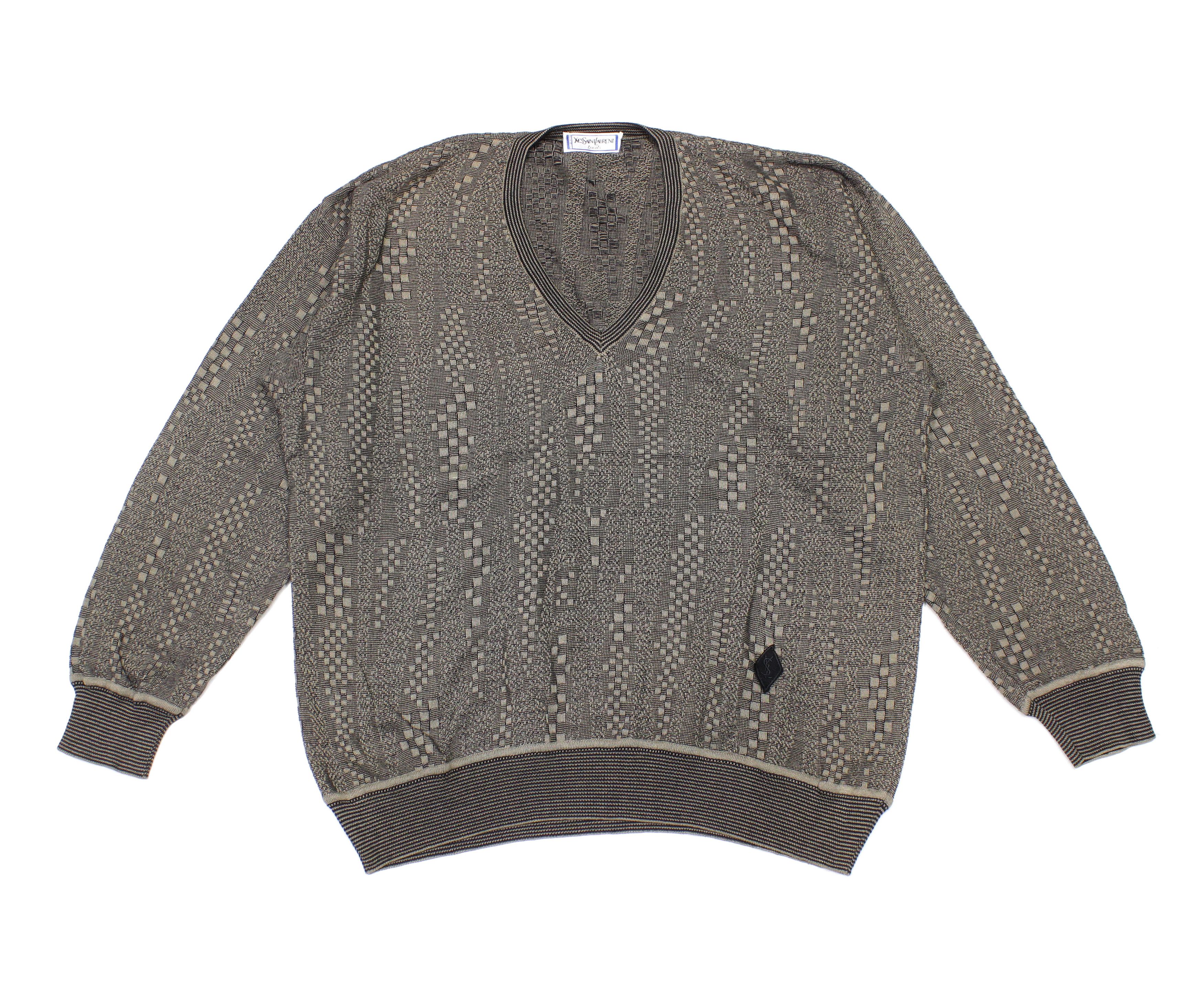 90S YSL Logo Tortoise Pattern Knit Vintage