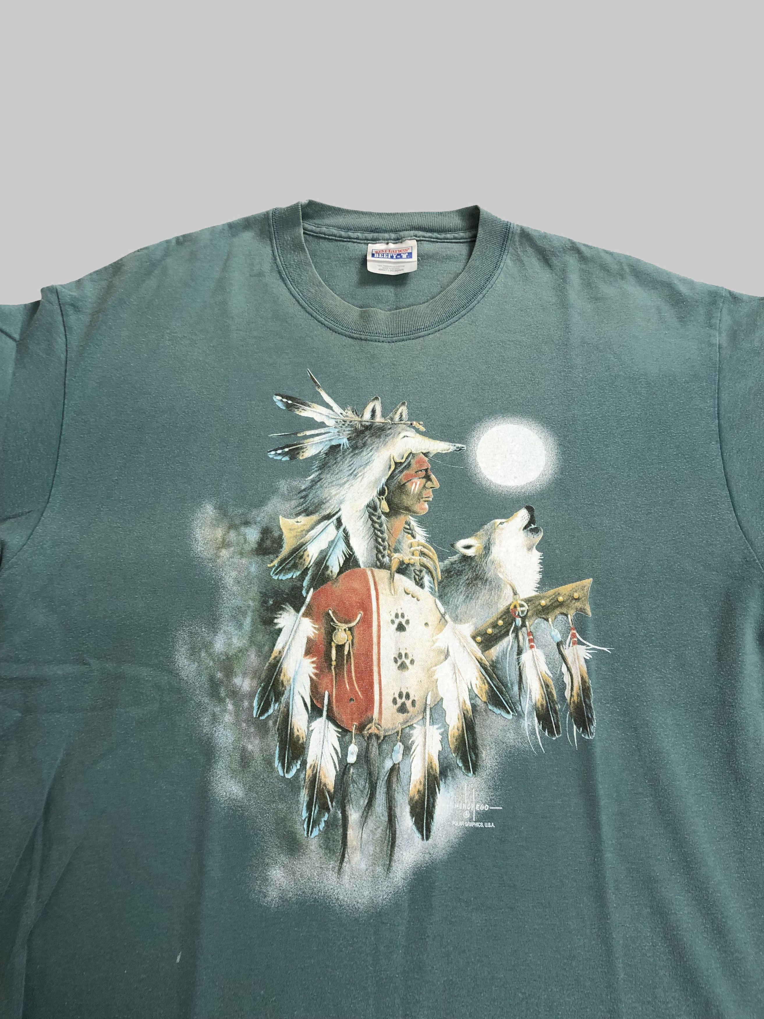 Vintage Vintage Wolf Indian t-shirt (Sea Frog Wolf Eagles) Size US L / EU 52-54 / 3 - 2 Thumbnail