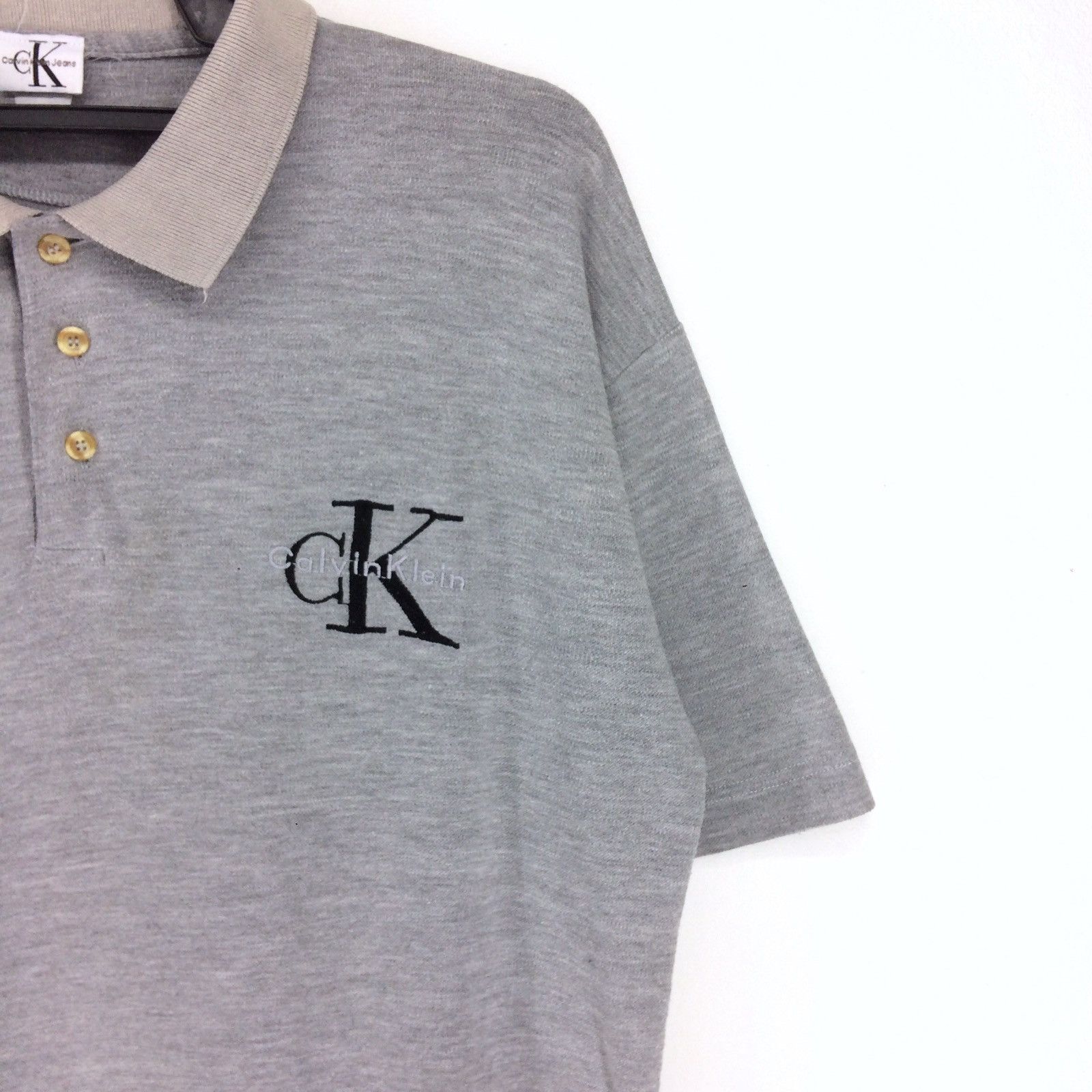 Calvin Klein Vintage Calvin Klein Spell Out Logo Polo | L Size US L / EU 52-54 / 3 - 2 Thumbnail