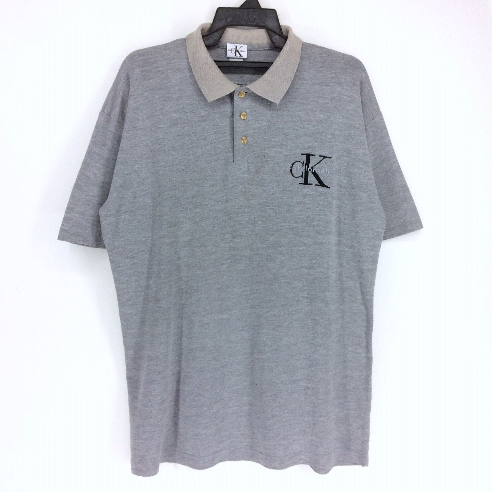 Calvin Klein Vintage Calvin Klein Spell Out Logo Polo | L Size US L / EU 52-54 / 3 - 1 Thumbnail