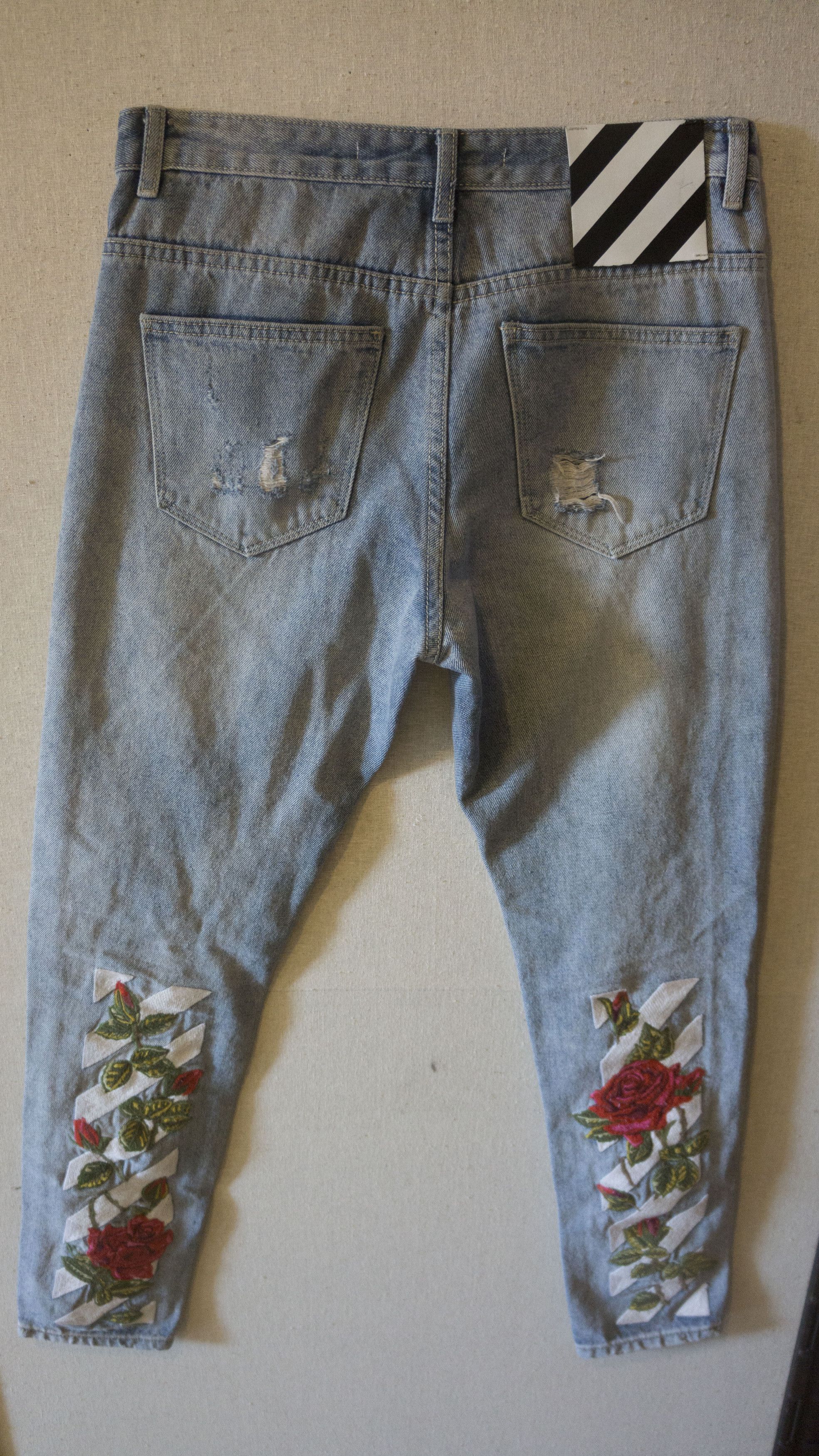 Off white 2024 rose jeans