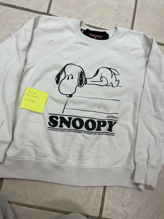 Marc Jacobs Peanuts x Marc jacobs snoopy distressed sweatshirt | Grailed
