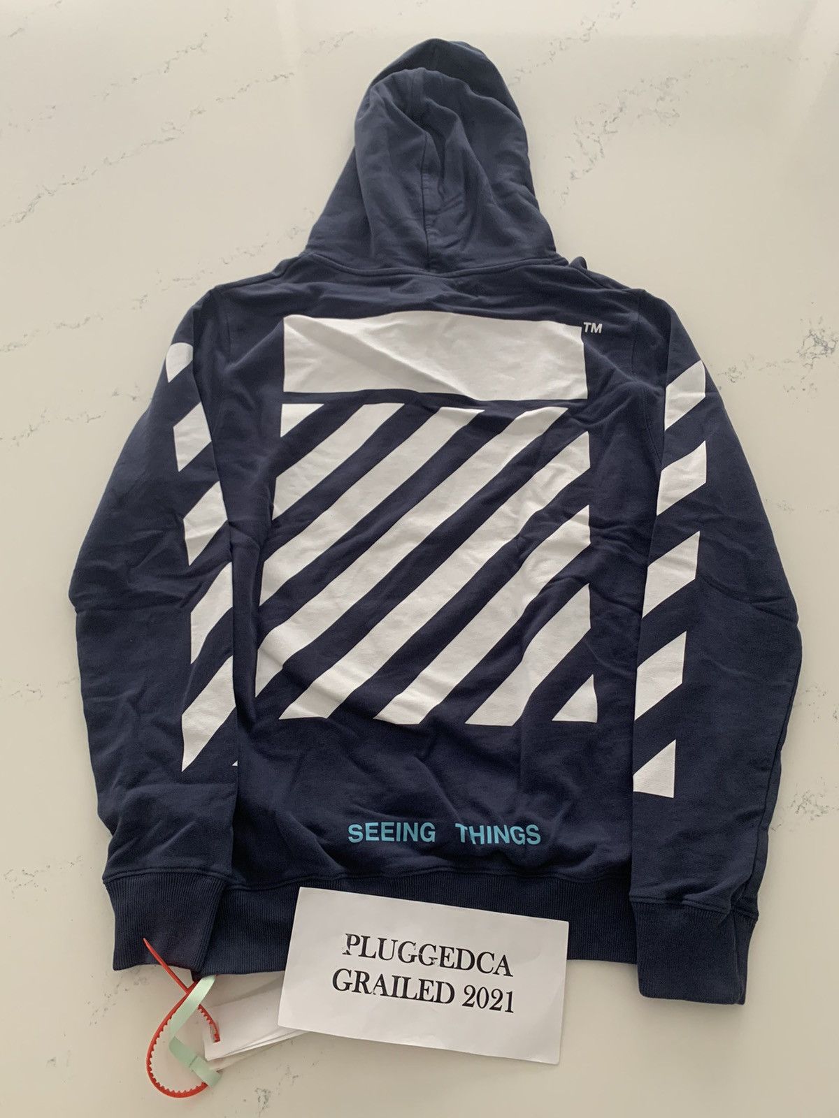 Off-White Caravaggio Hoodie FW17 Navy (New) Small