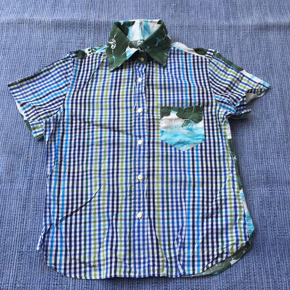 floral checked short sleeve