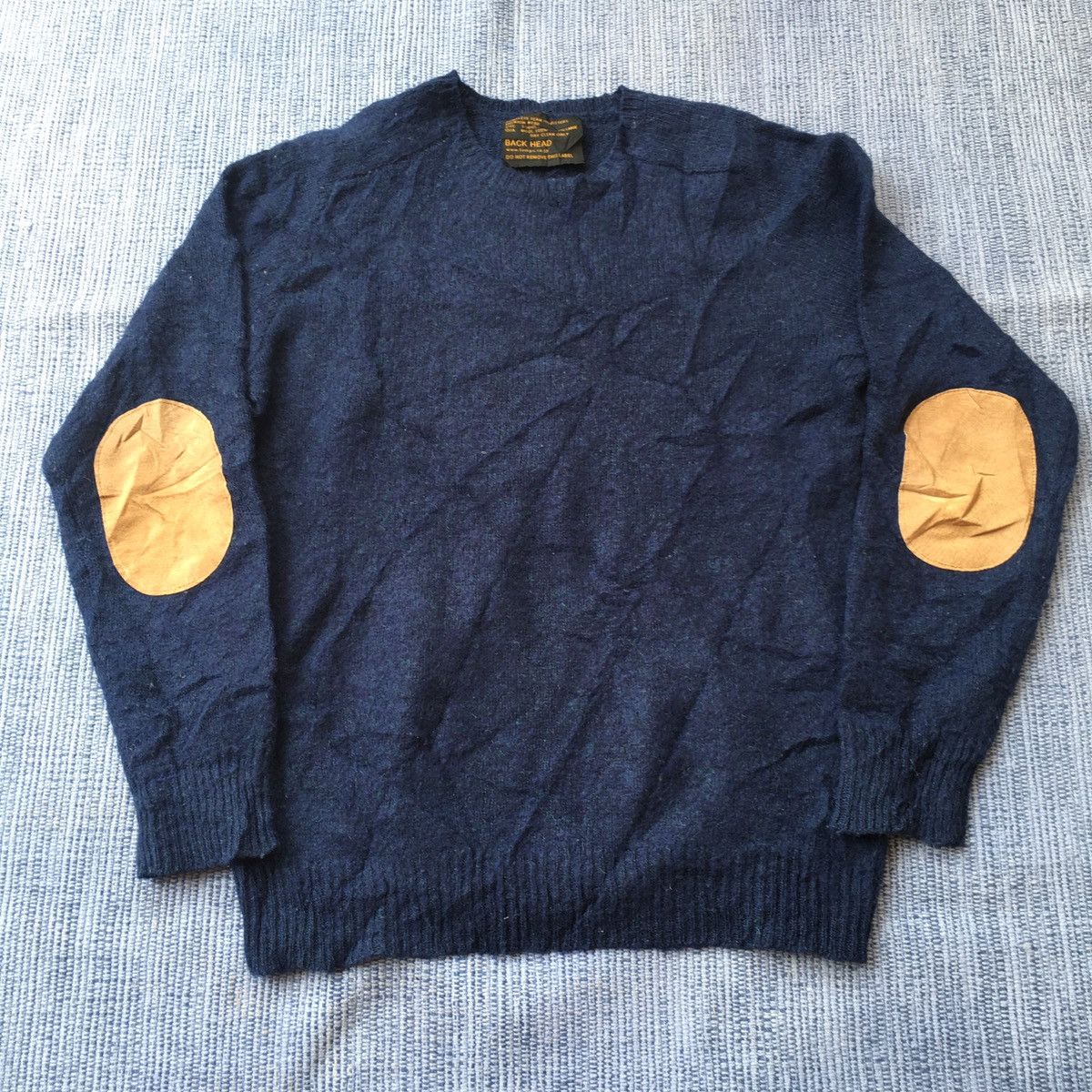 image of Back Head Jumper / Knitwear : Wool in Navy, Men's (Size Large)
