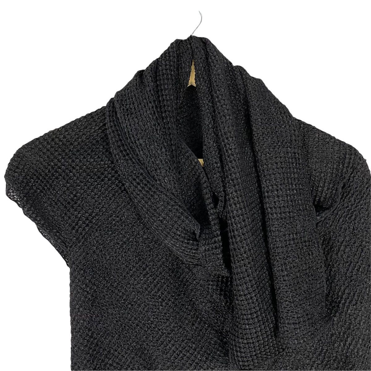 Yohji Yamamoto 🔥NOIR + YOHJI YAMAMOTO Pleated Shawl Black Mesh Scarf Size US L / EU 52-54 / 3 - 6 Thumbnail
