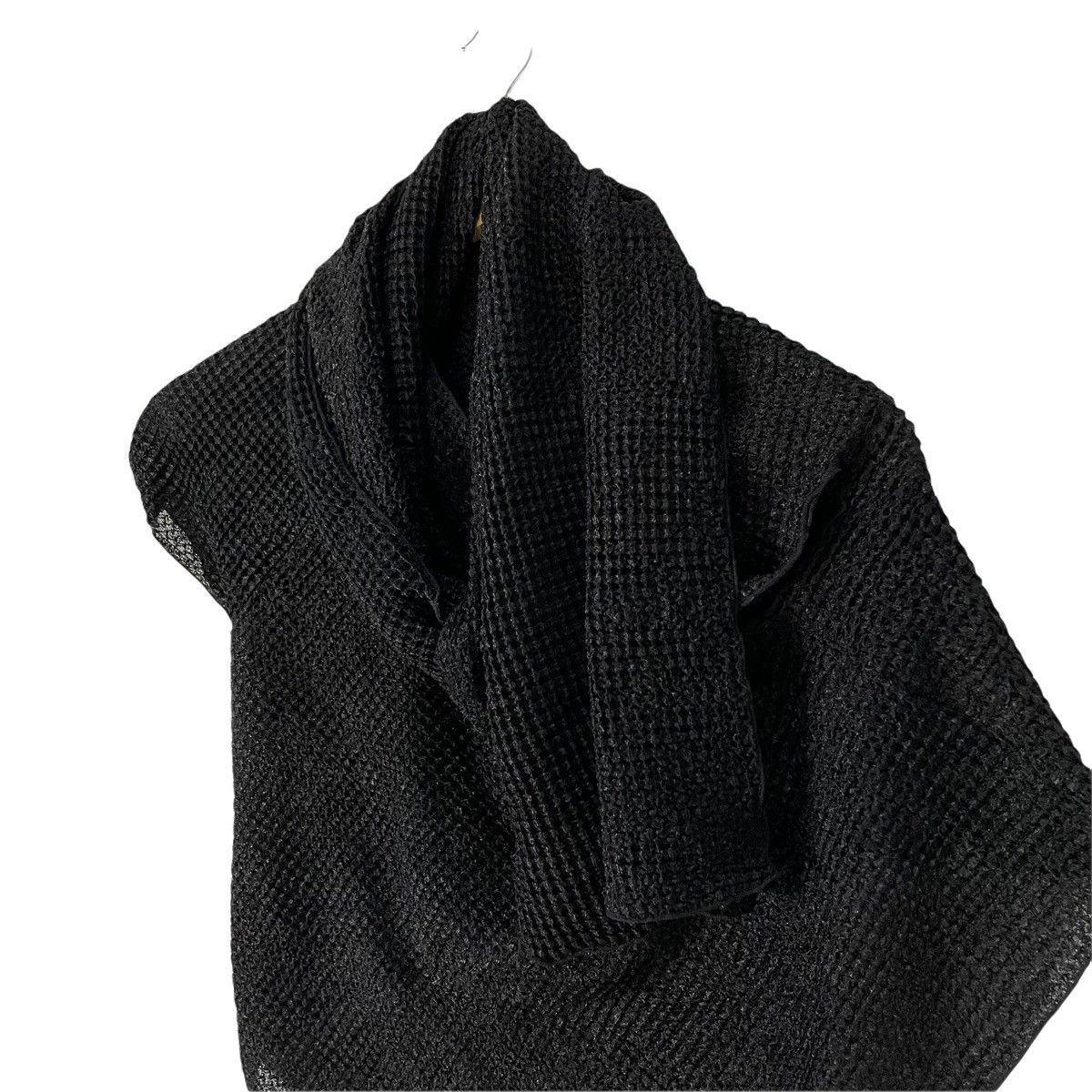 Yohji Yamamoto 🔥NOIR + YOHJI YAMAMOTO Pleated Shawl Black Mesh Scarf Size US L / EU 52-54 / 3 - 7 Thumbnail