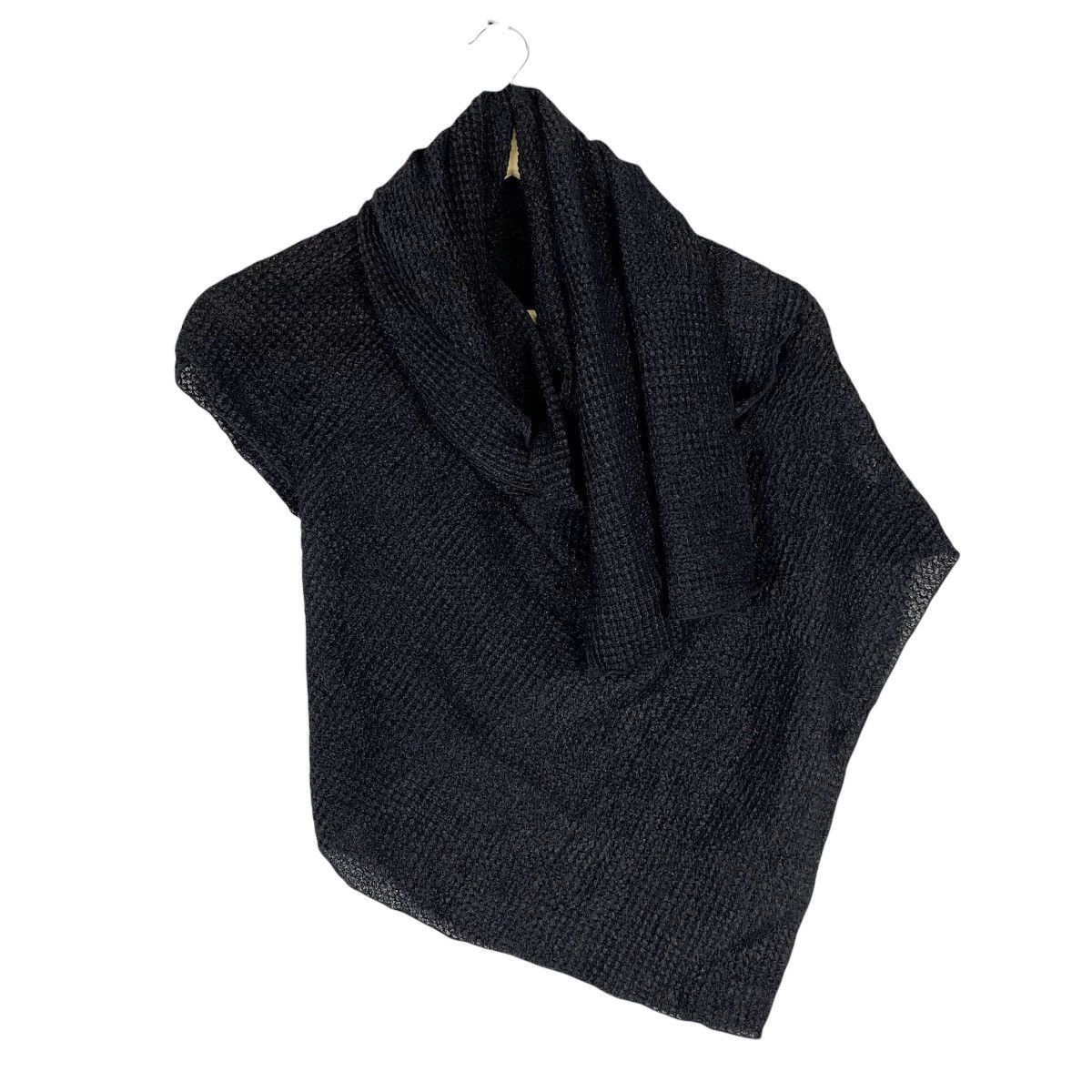 Yohji Yamamoto 🔥NOIR + YOHJI YAMAMOTO Pleated Shawl Black Mesh Scarf Size US L / EU 52-54 / 3 - 4 Thumbnail