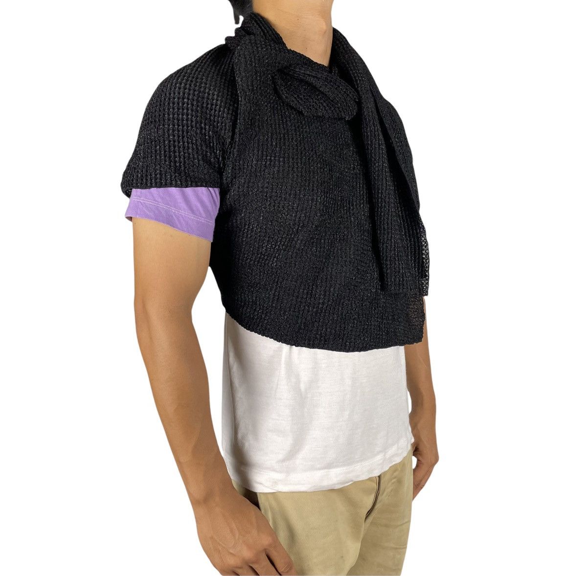 Yohji Yamamoto 🔥NOIR + YOHJI YAMAMOTO Pleated Shawl Black Mesh Scarf Size US L / EU 52-54 / 3 - 1 Thumbnail