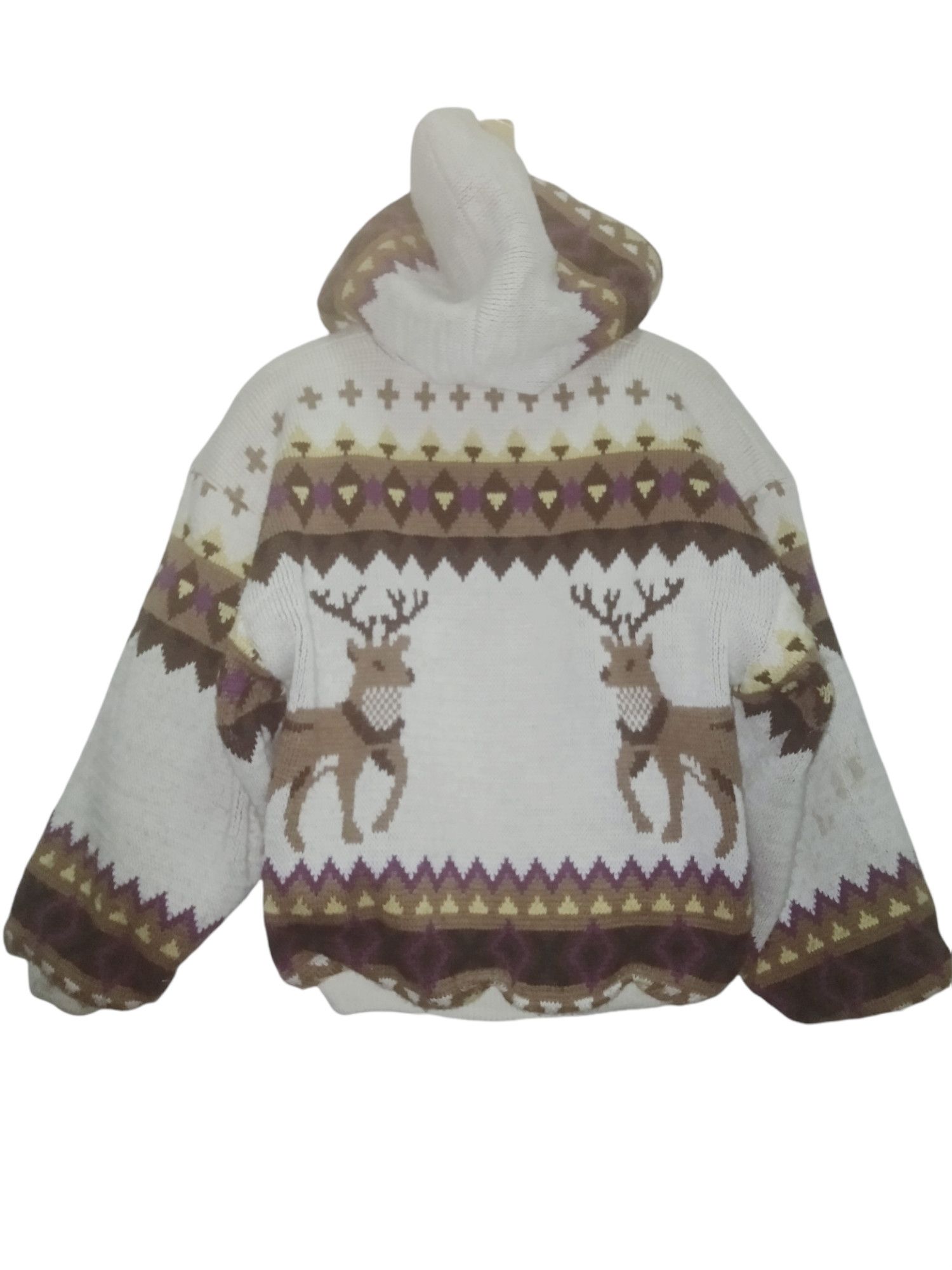 Japanese Brand × Vintage ADEL-1 Vintage Art Aztec Deer Knit Sherpa Hoodie Size US S / EU 44-46 / 1 - 9 Thumbnail