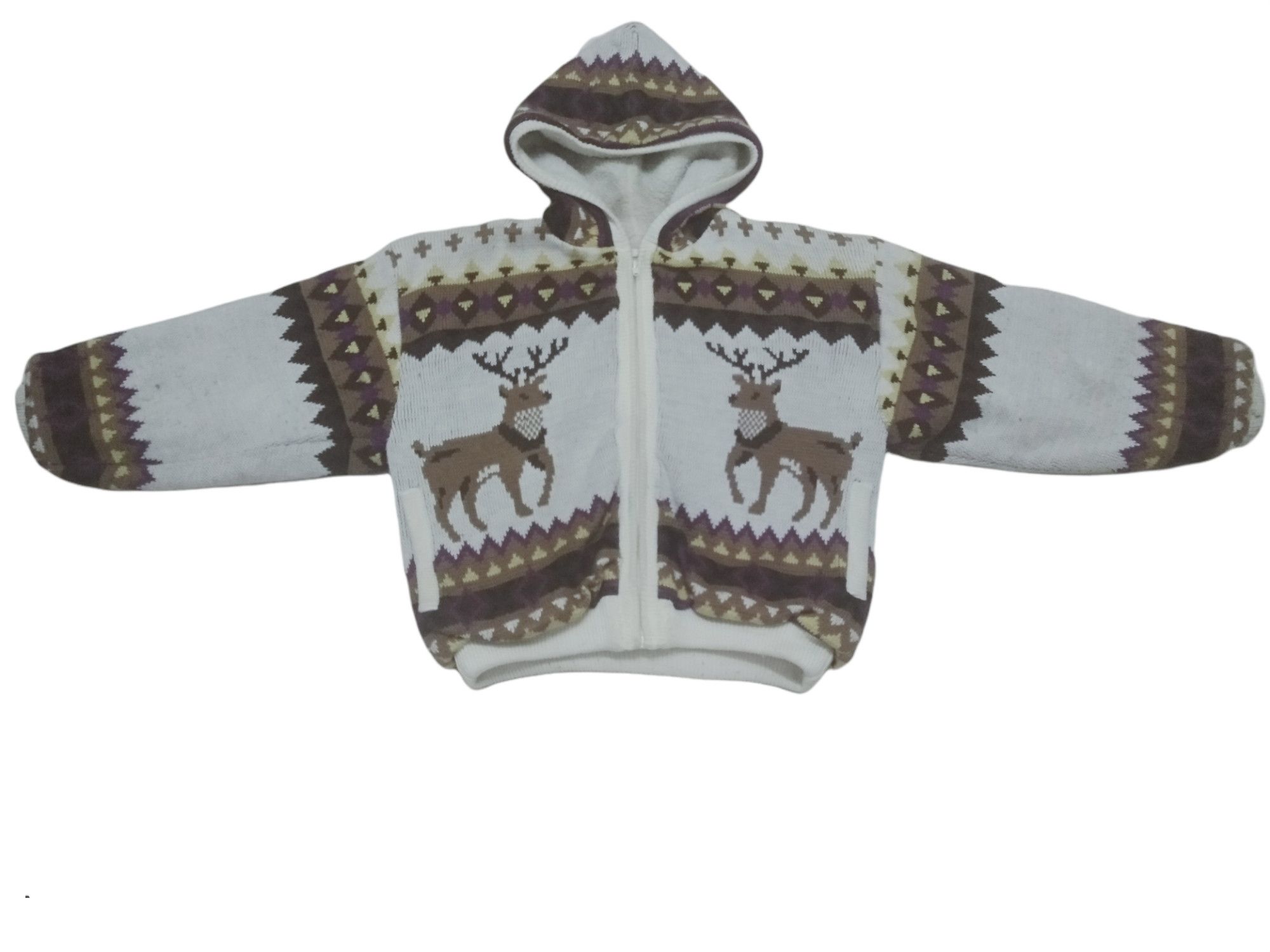 Japanese Brand × Vintage ADEL-1 Vintage Art Aztec Deer Knit Sherpa Hoodie Size US S / EU 44-46 / 1 - 2 Thumbnail