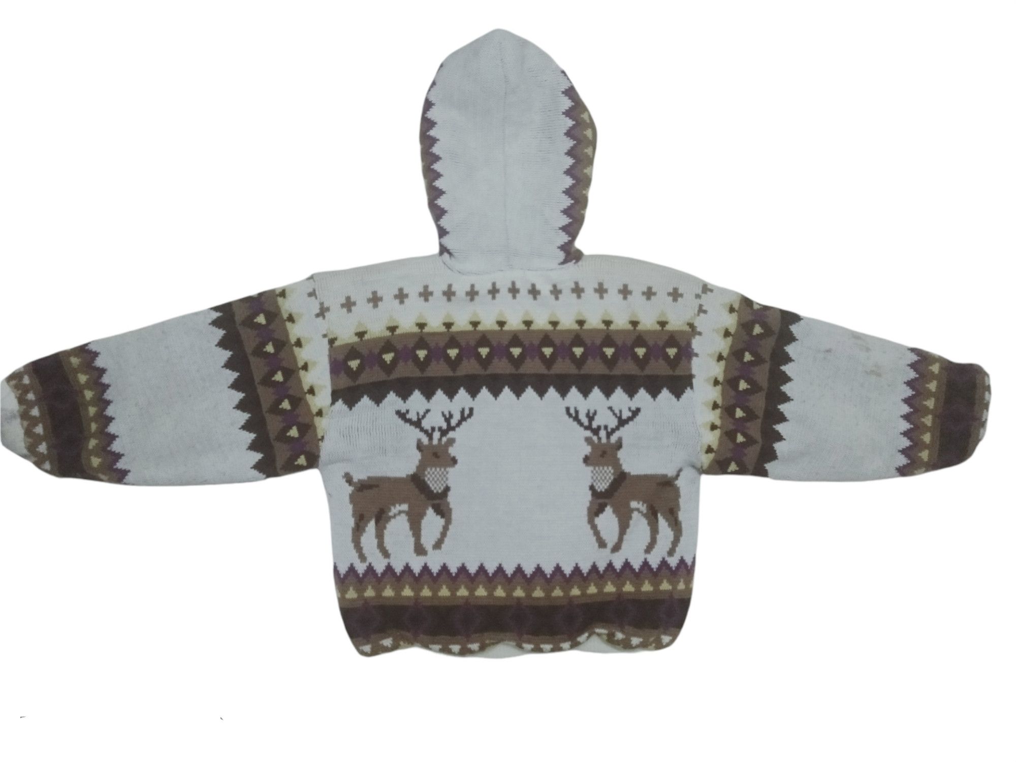 Japanese Brand × Vintage ADEL-1 Vintage Art Aztec Deer Knit Sherpa Hoodie Size US S / EU 44-46 / 1 - 3 Thumbnail