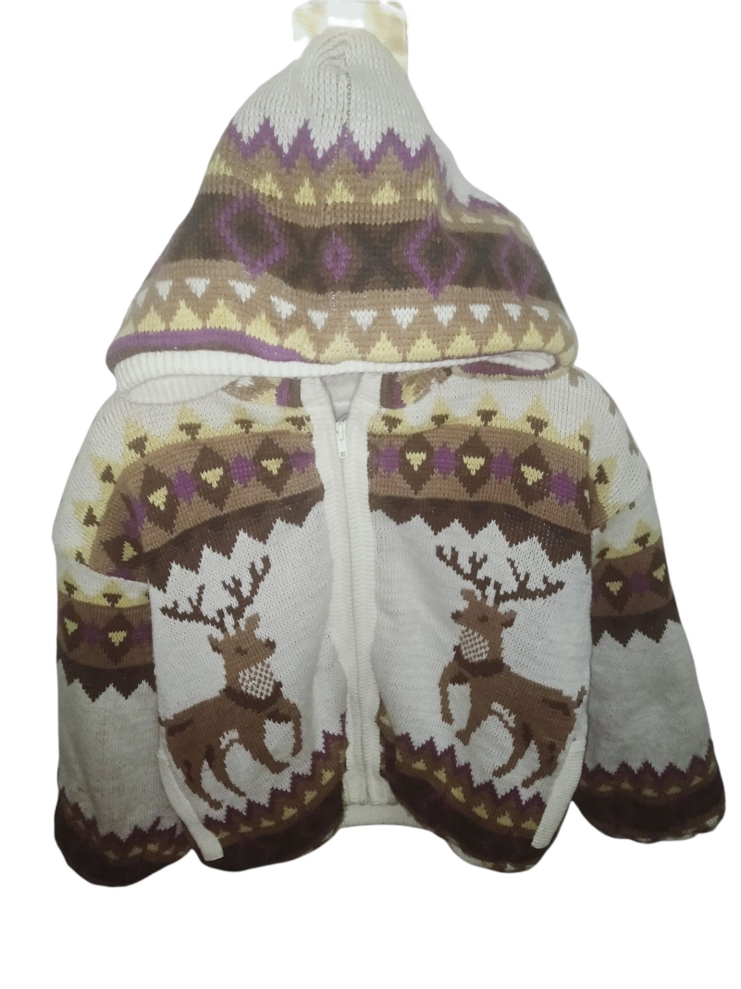 Japanese Brand × Vintage ADEL-1 Vintage Art Aztec Deer Knit Sherpa Hoodie Size US S / EU 44-46 / 1 - 13 Thumbnail