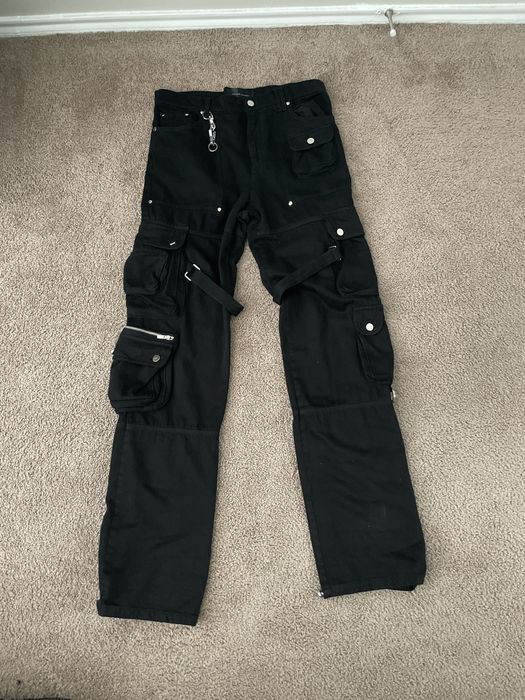 Purple Brand Black Patent Film Cargo Flare Jeans – Puffer Reds