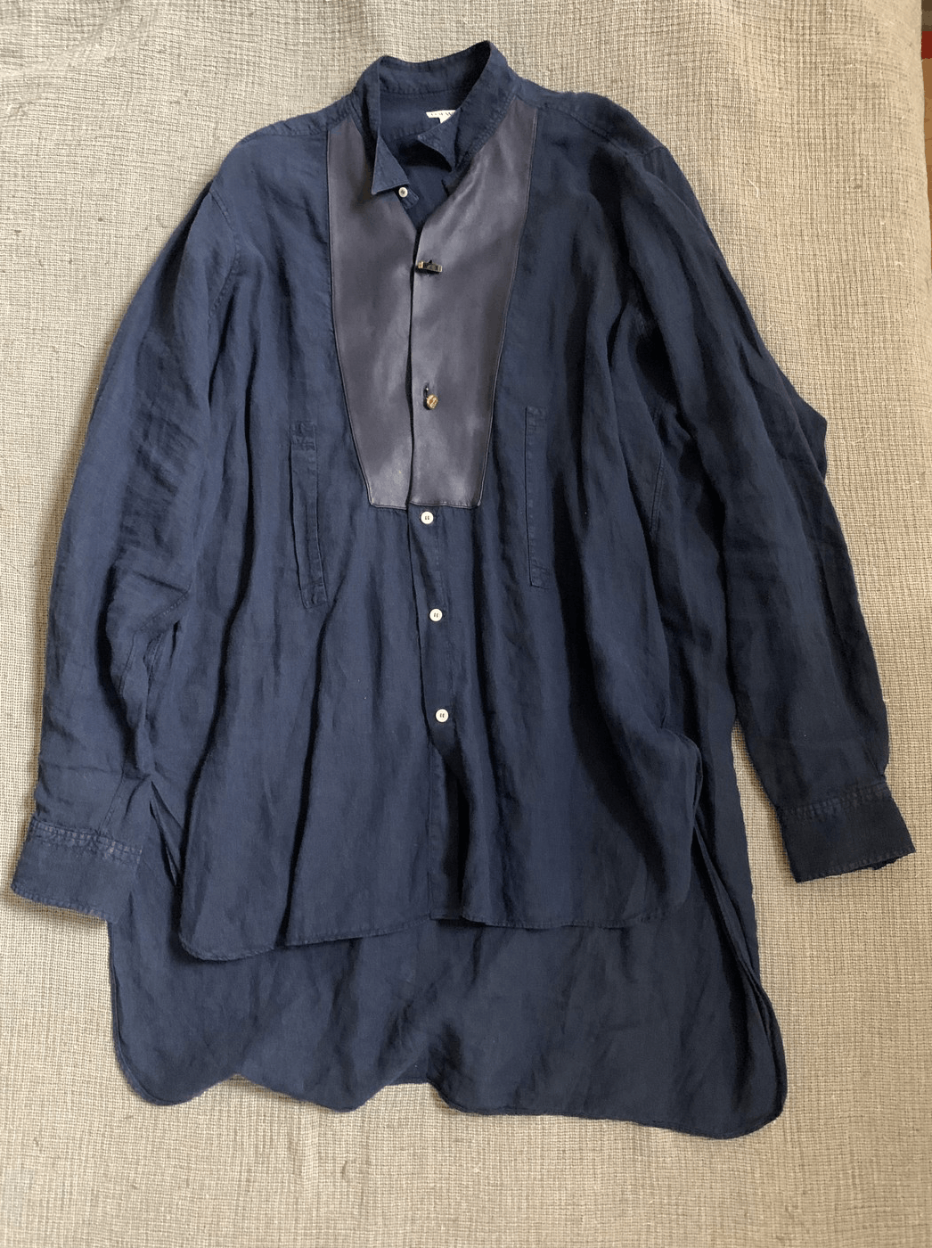 Loewe 25 Lace-up Waist Sleeveless Shirt Dark Blue Linen