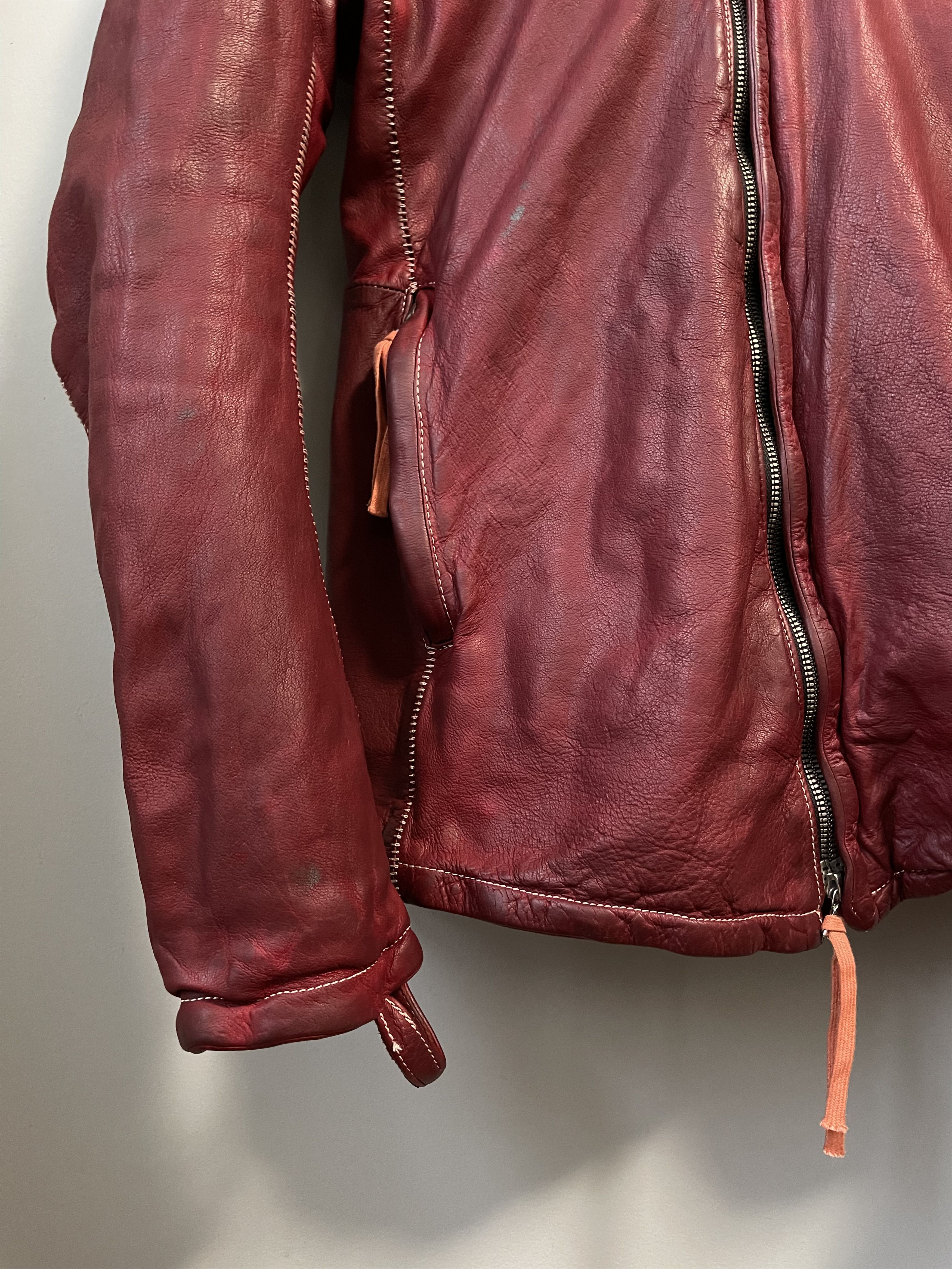 Boris Bidjan Saberi J2 Object Dyed Leather Jacket Zip Hood Boris Bidjan Saberi J2 Object Dyed Leather Jacket Zip Hood