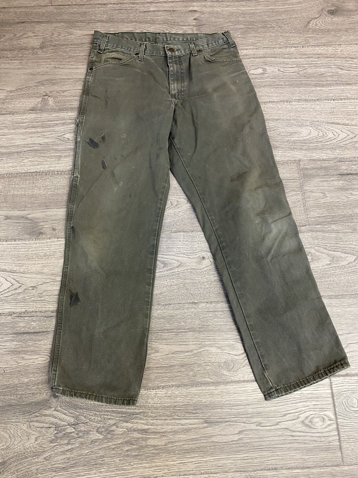 Dickies × Vintage Dickies Pants Green Denim Size 32x31 Work Paint Jeans Faded Size US 32 / EU 48 - 3 Thumbnail
