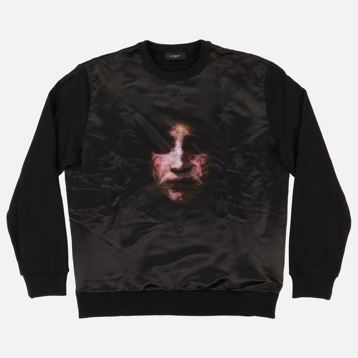 Givenchy Black Madonna and Stars Satin Sweatshirt Grailed