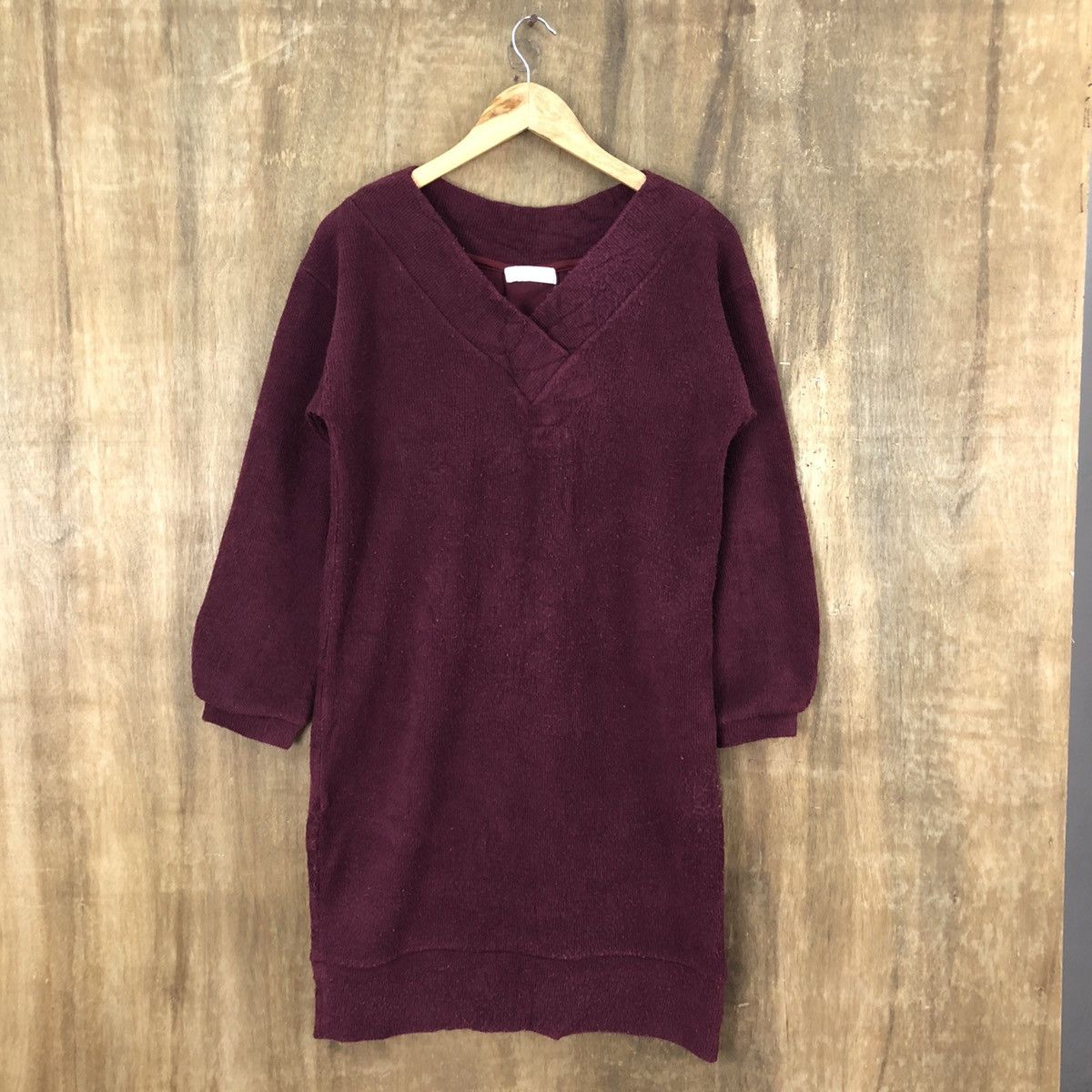 image of Aran Isles Knitwear x Coloured Cable Knit Sweater Discord Maroon Long Knitwear 043 (Size Medium)