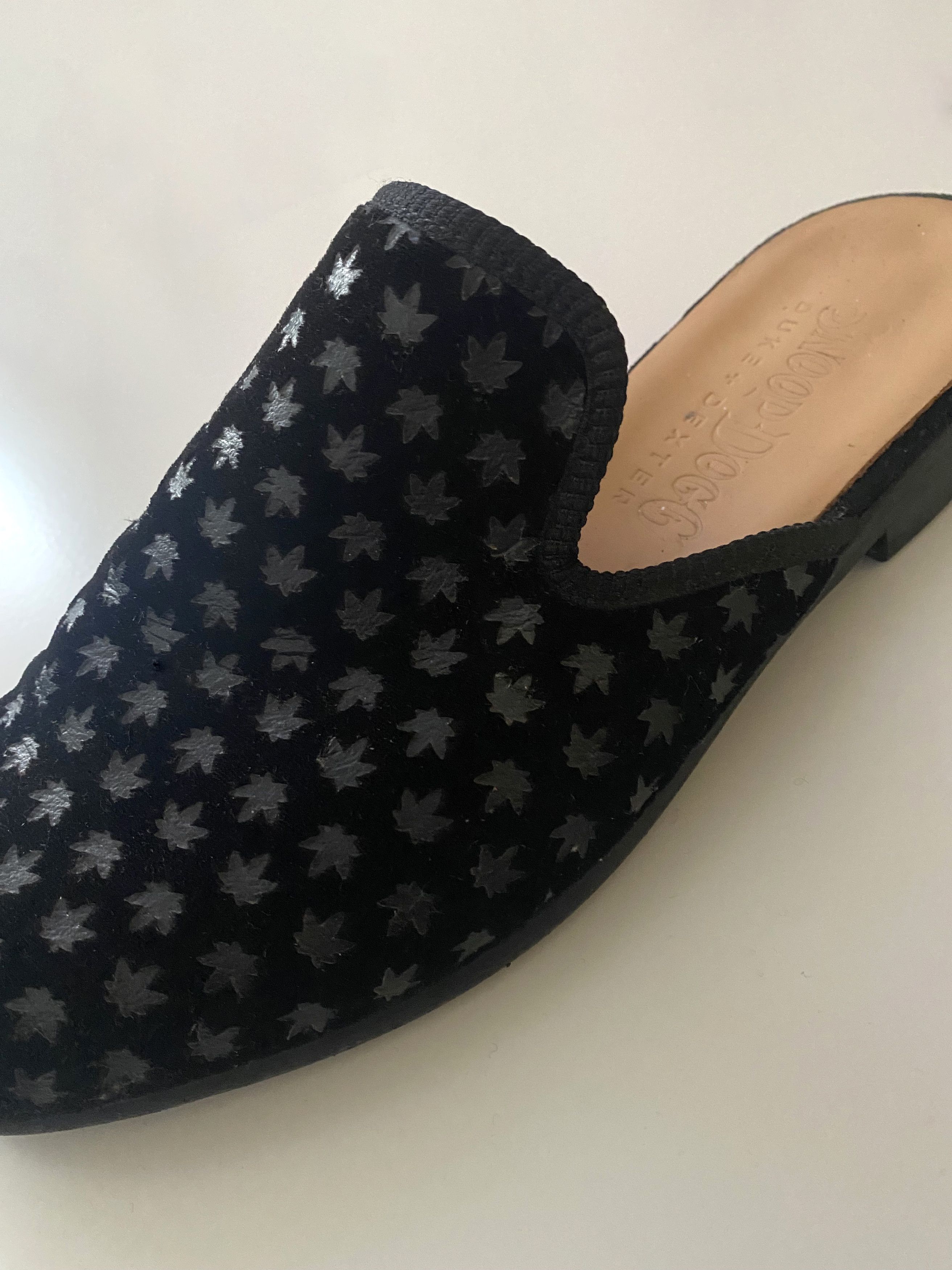 DUKE + DEXTER Cannabis-print Duke & Dexter Velvet Mules/Slip 