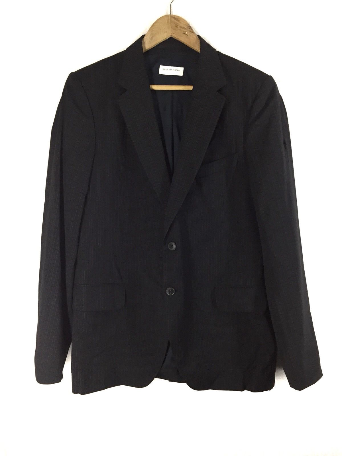 Dries Van Noten Dries Van Noten Navy Blue Wool Coat Size 50S - 1 Thumbnail