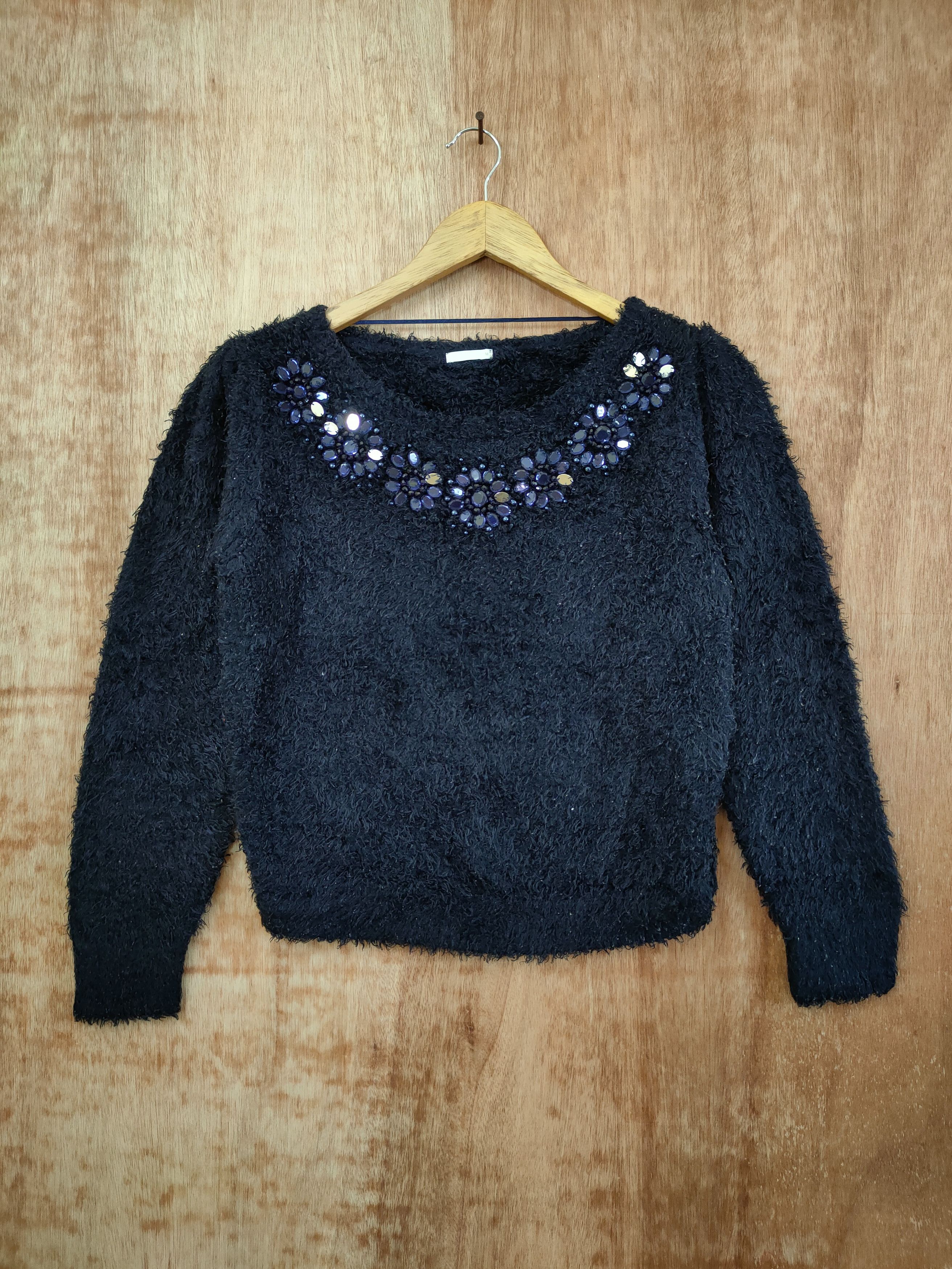 DL GU mohair soft fur knitwear black japan diamond #46-452