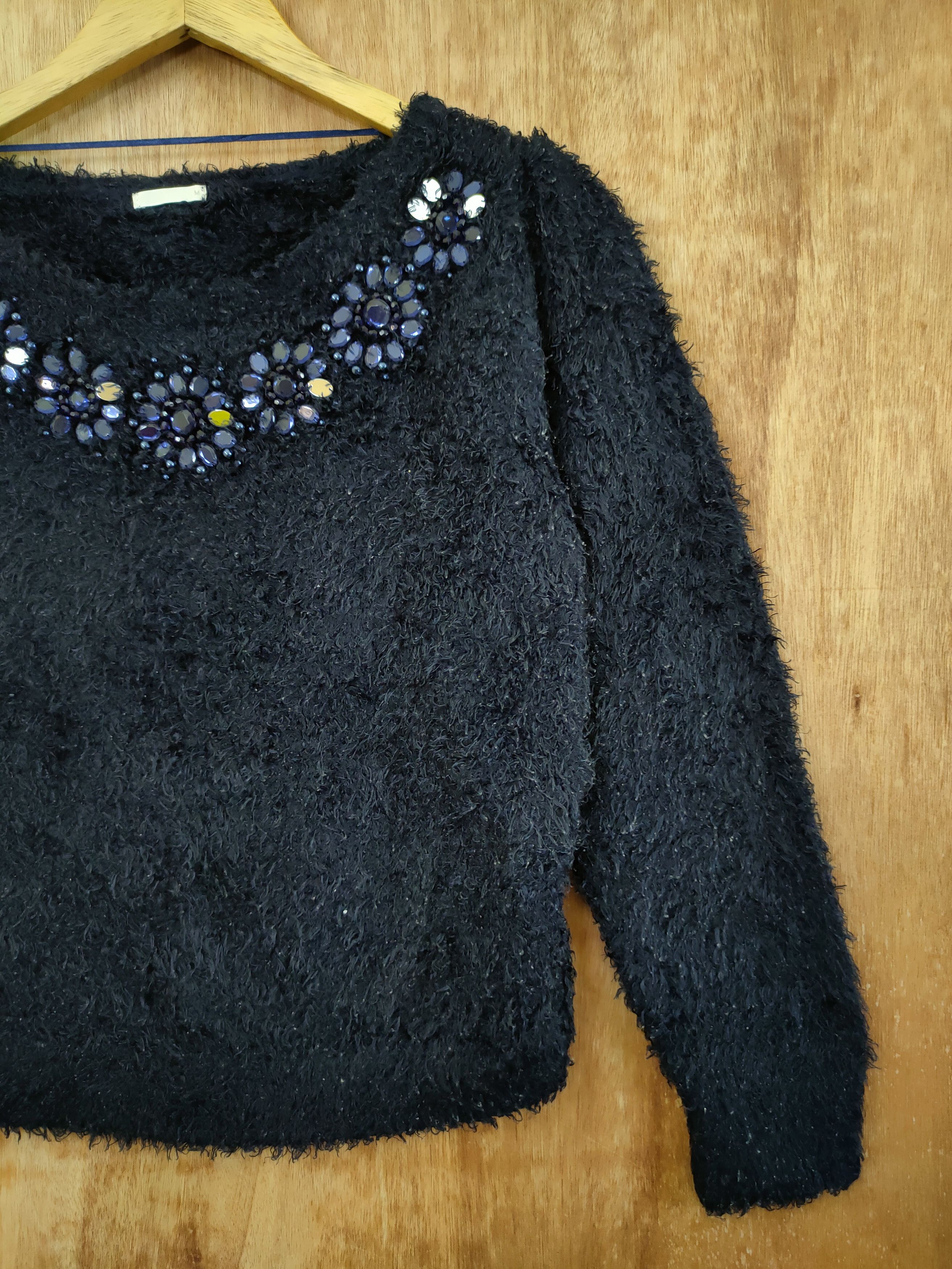 Homespun Knitwear DL GU mohair soft fur knitwear black japan diamond #46-452 Size US S / EU 44-46 / 1 - 3 Thumbnail