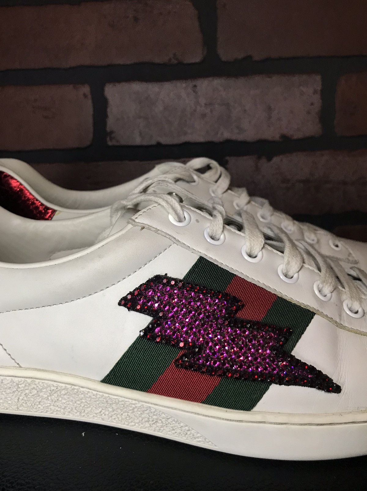 Gucci Pink Lightning Bolt Gucci Ace Size US 9 / EU 42 - 3 Thumbnail