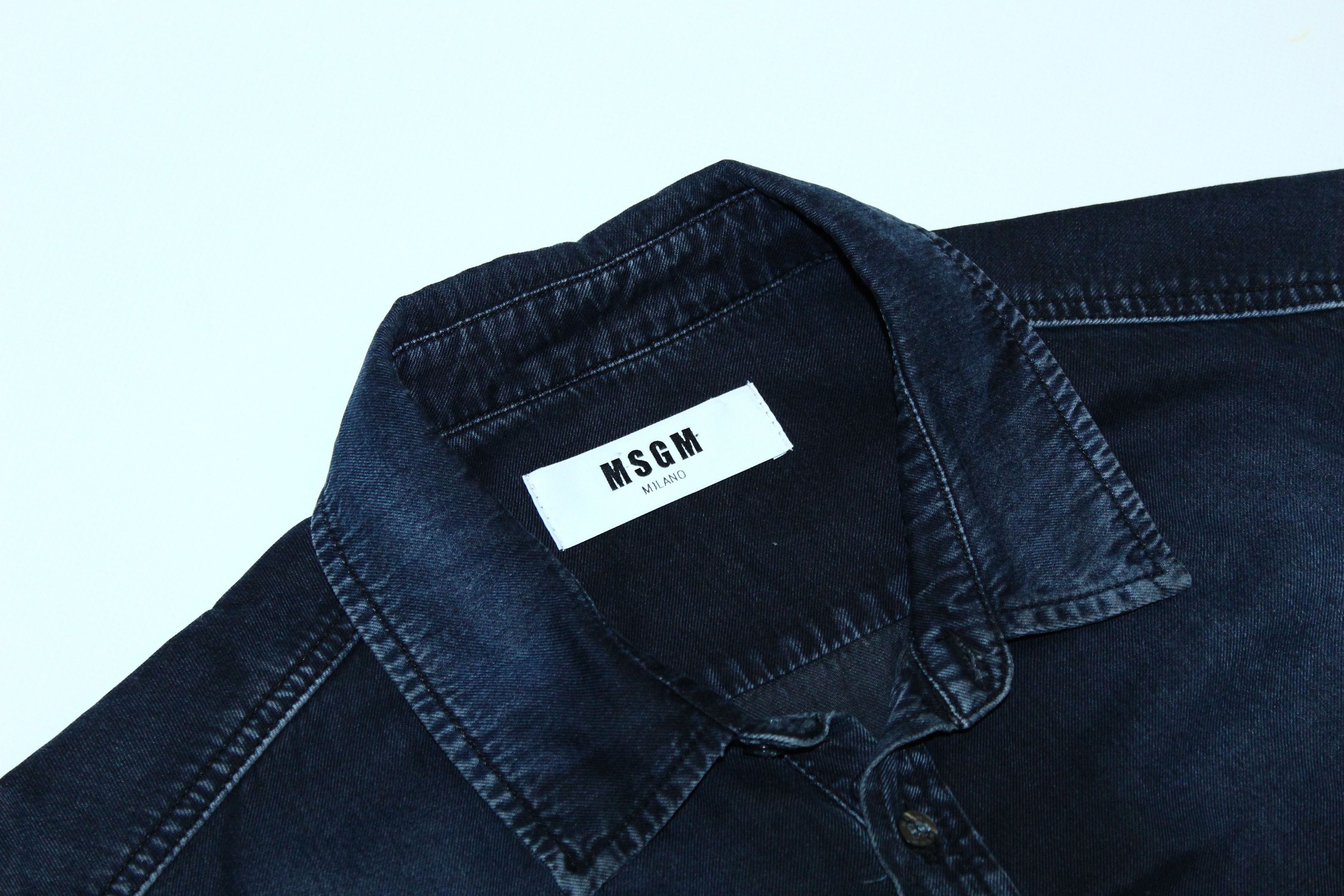 MSGM MSGM Big Logo Distressed Faded Denim Overshirt Size US L / EU 52-54 / 3 - 5 Thumbnail