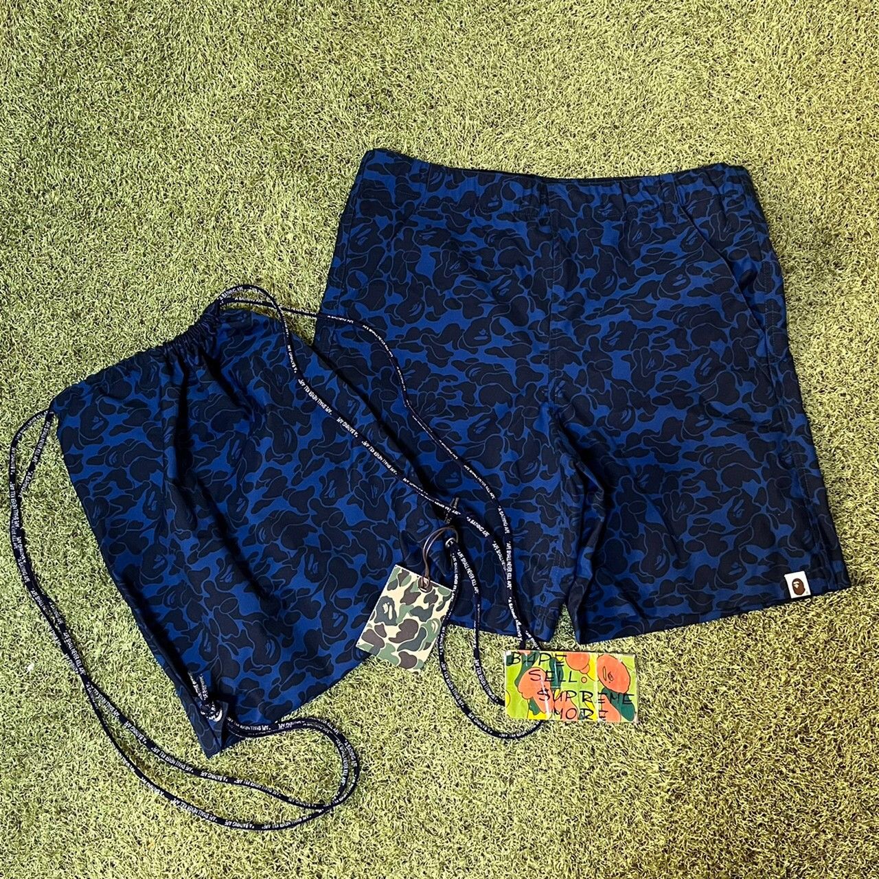 BAPE beach short pants ABC blue camo
