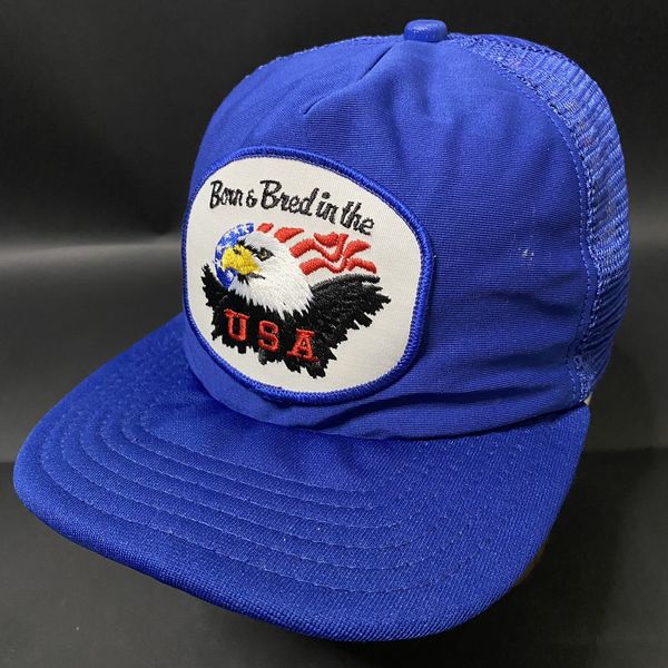 Vintage Vintage 80’s eagle USA blue trucker SnapBack hat | Grailed