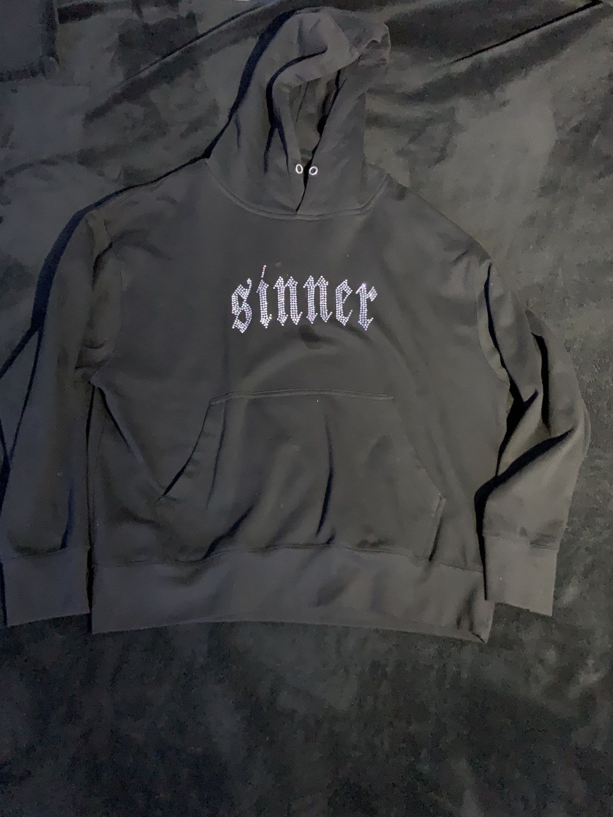 Streetwear Rhinestone Sinner Hoodie Grailed