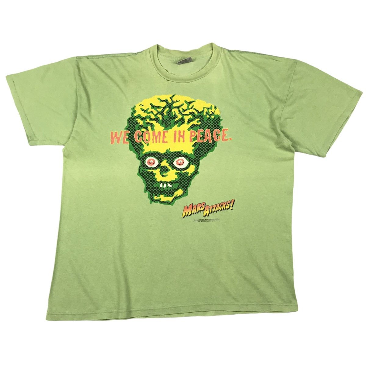 T-shirt Vintage Stanley Desantis Mars Attacks 1996 - Taille XL - Jaune - Occasion En Très Bon état