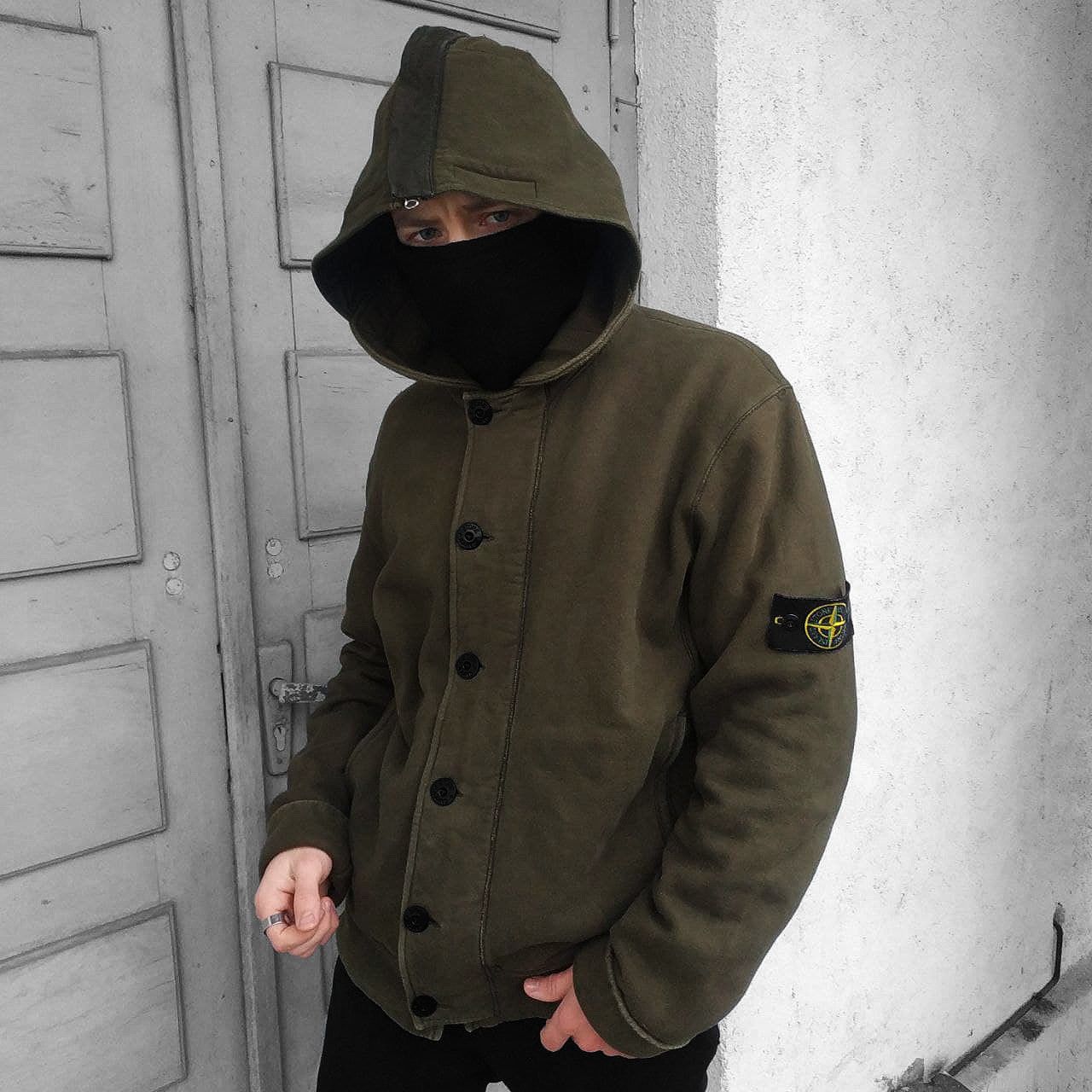 Stone Island Vintage Stone Island hoodie knitwear buttoned khaki 2006 Grailed