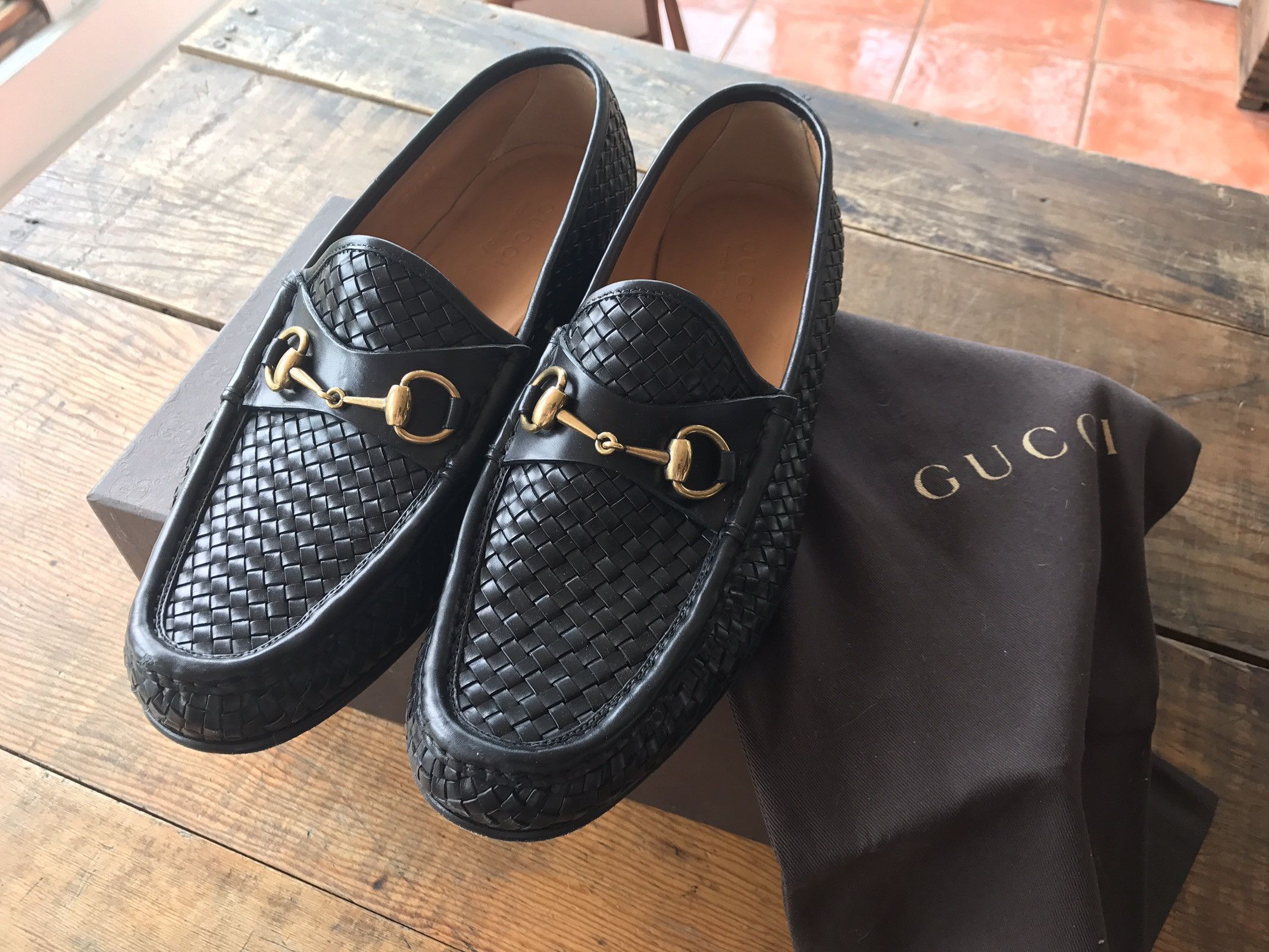 Gucci Classic Gucci loafers With Traditional Horsbit Black Woven | Grailed